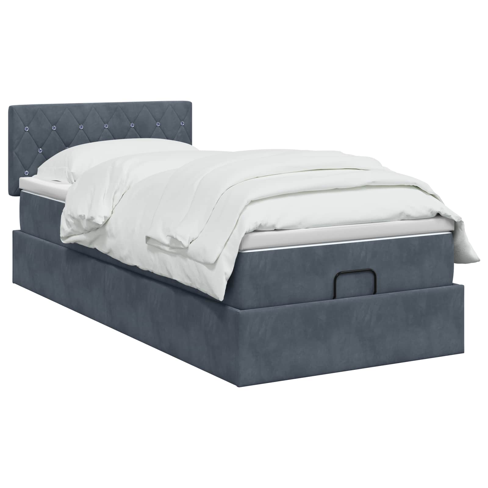 Lit coffre avec matelas et LED Gris foncé 100 x 200 cm Velours - XIOS
