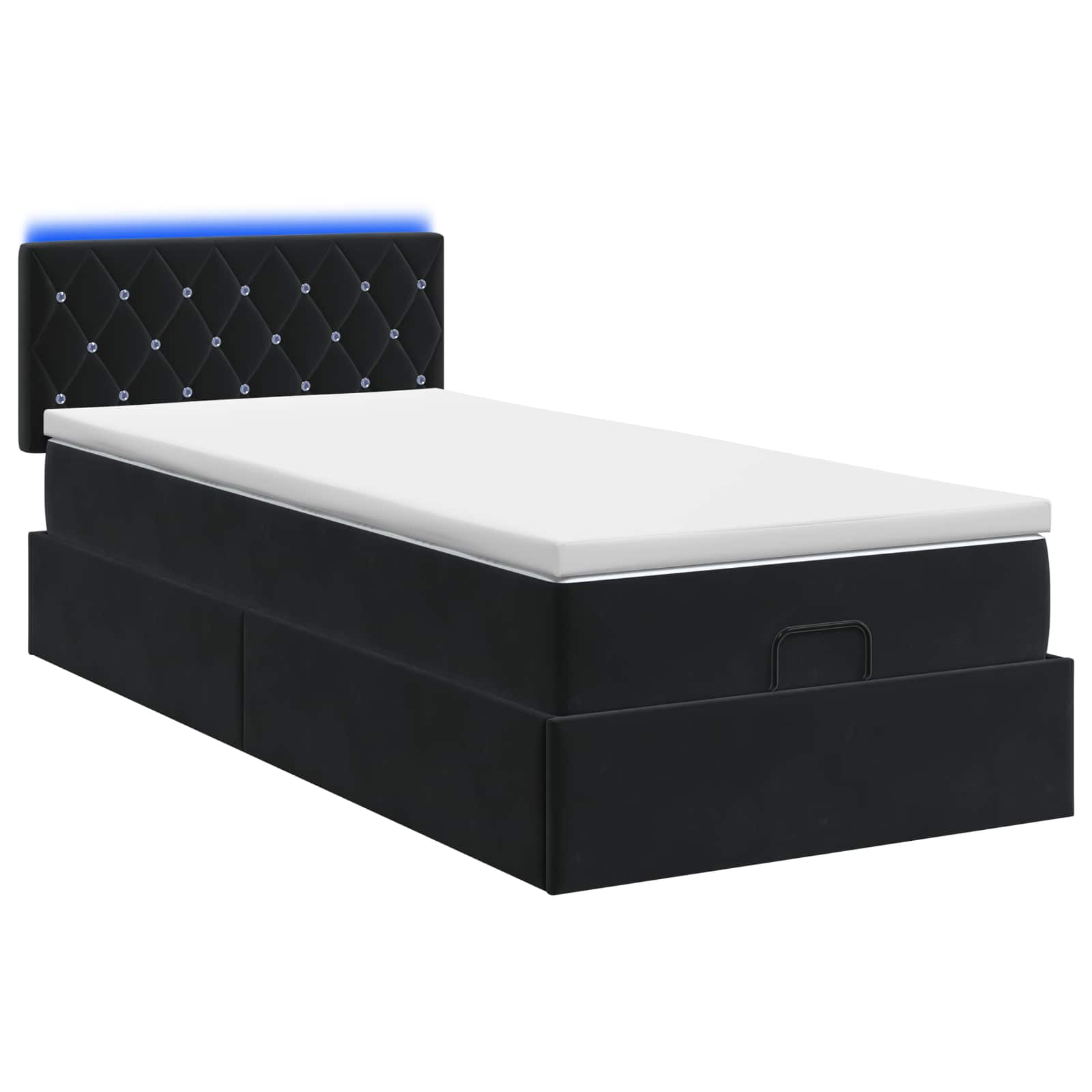 Lit coffre avec matelas et LED Noir 100 x 200 cm Velours - XIOS