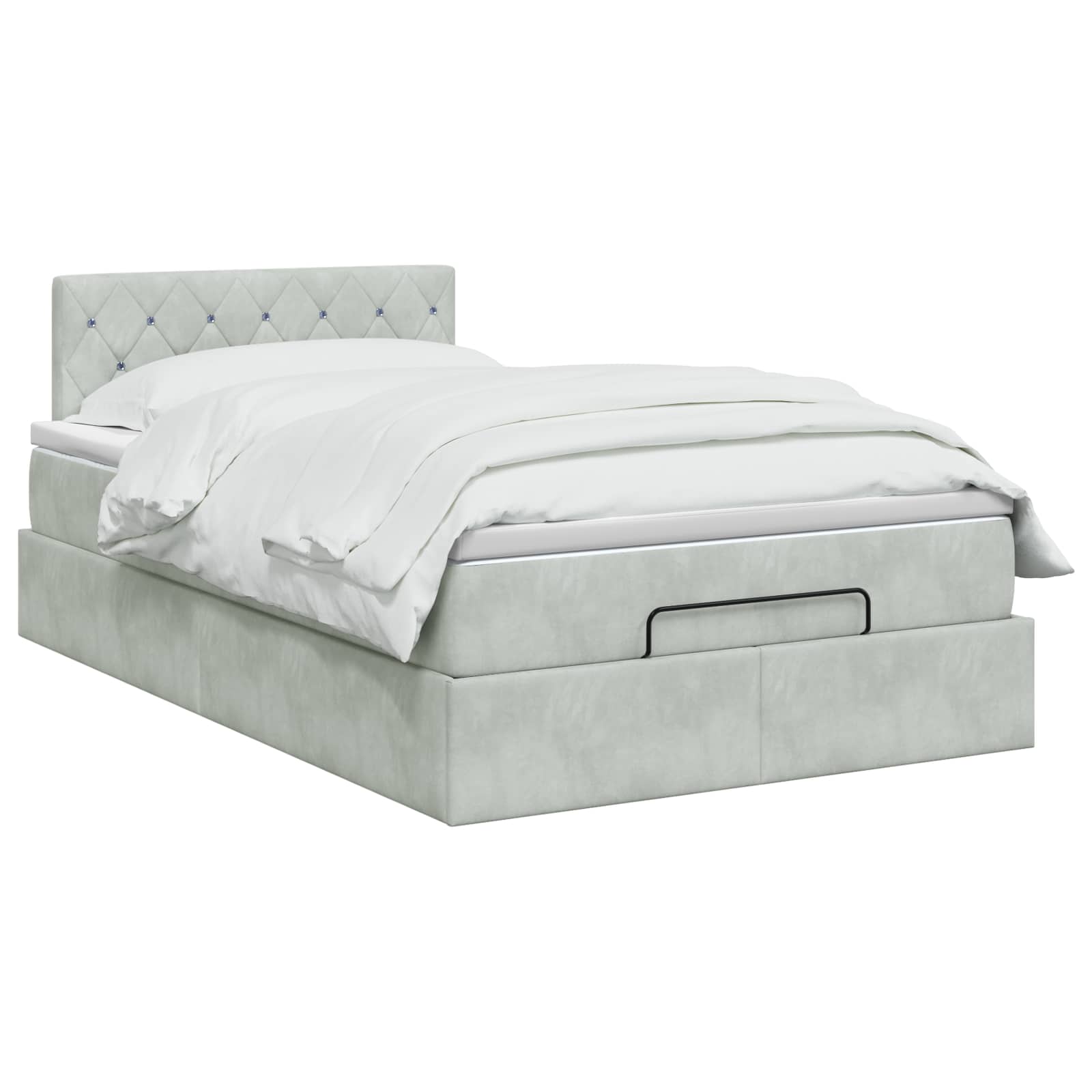 Lit coffre avec matelas et LED Gris clair 120 x 200 cm Velours - XIOS