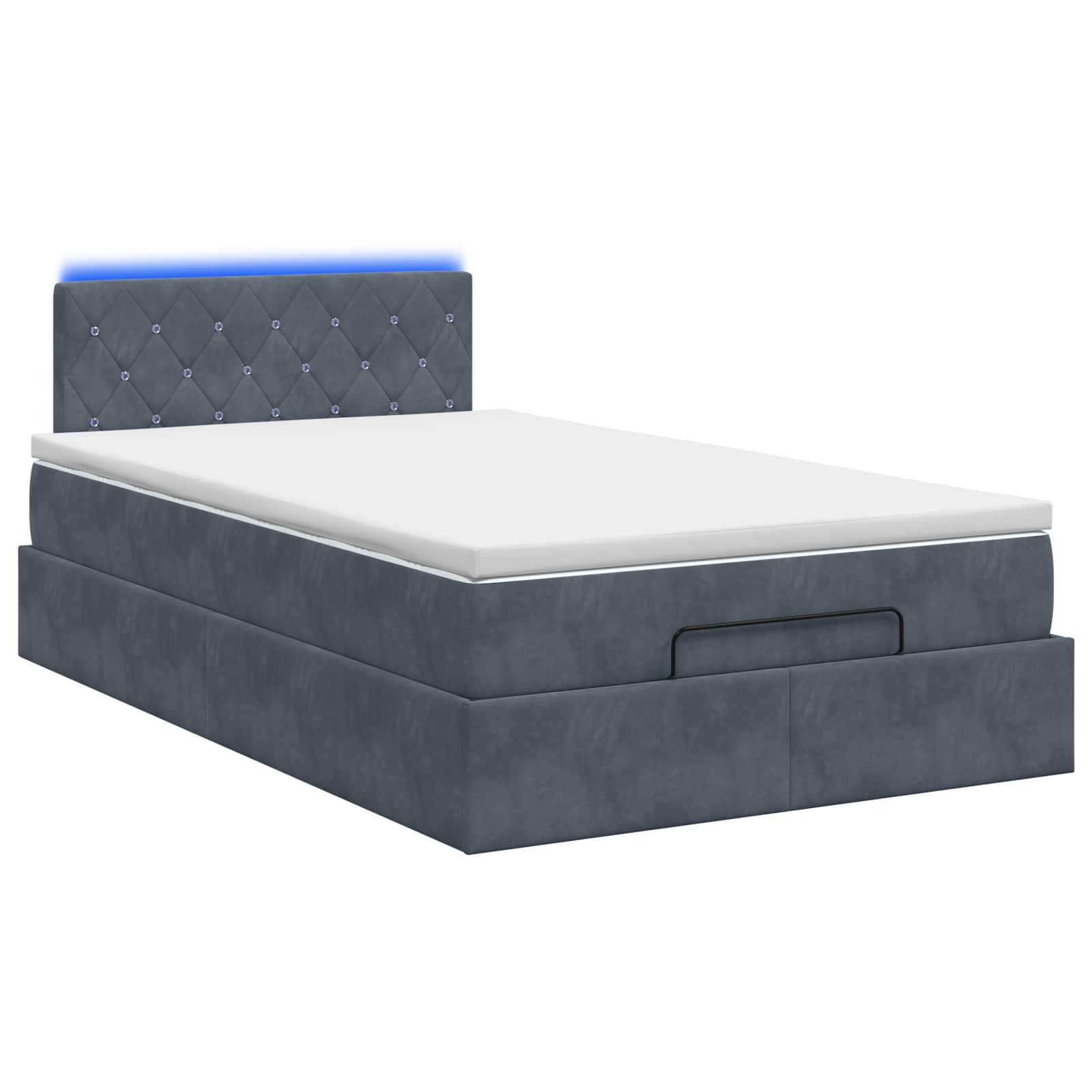 Lit coffre avec matelas et LED Gris foncé 120 x 200 cm Velours - XIOS