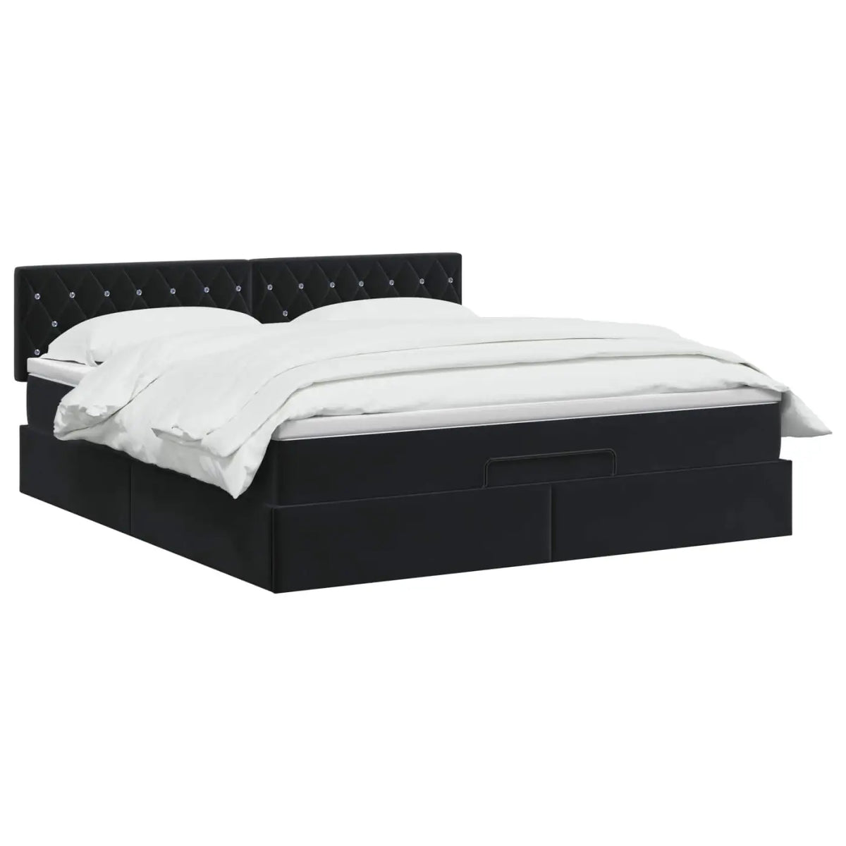 Lit coffre avec matelas et LED Noir 140 x 190 cm Velours - XIOS