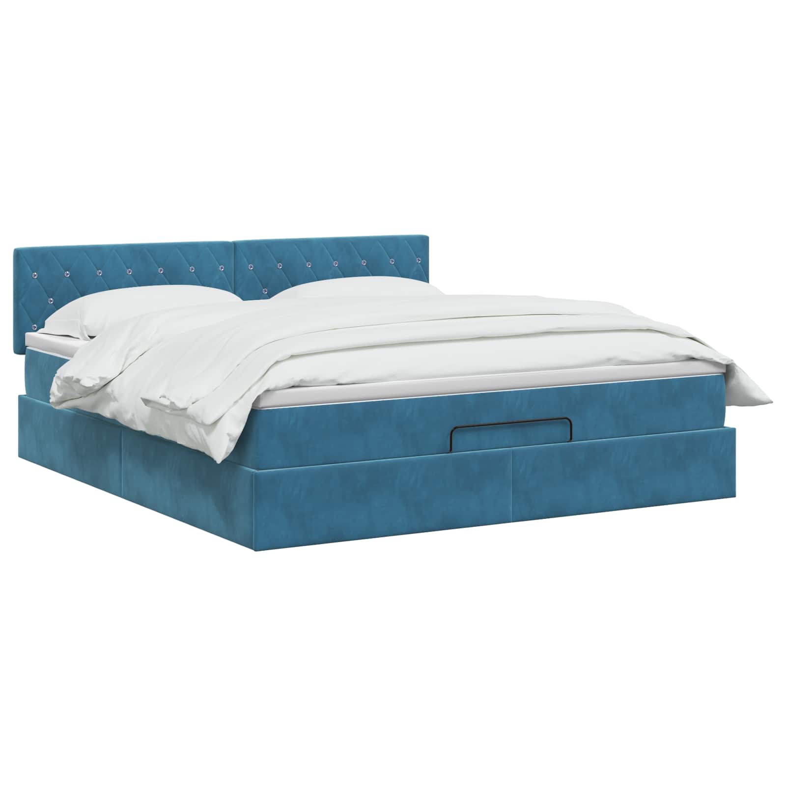 Lit coffre avec matelas et LED Bleu foncé 140 x 190 cm Velours