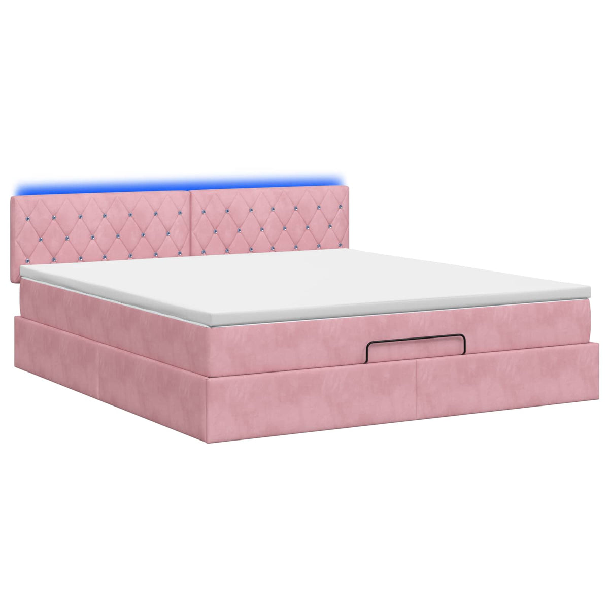 Lit coffre avec matelas et LED Rose 140 x 200 cm Velours