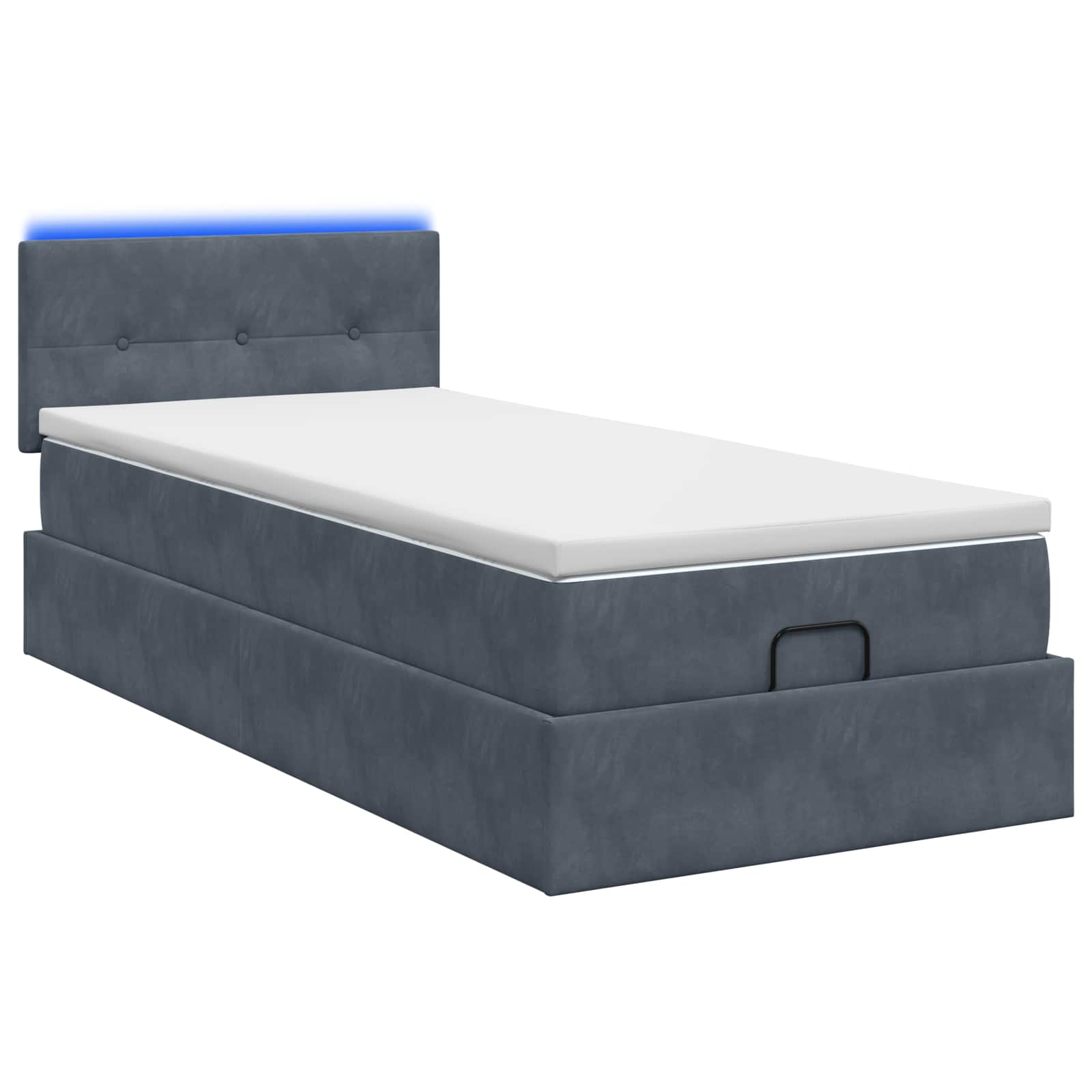 Lit coffre avec matelas et LED Gris foncé 80 x 200 cm Velours - XIOS