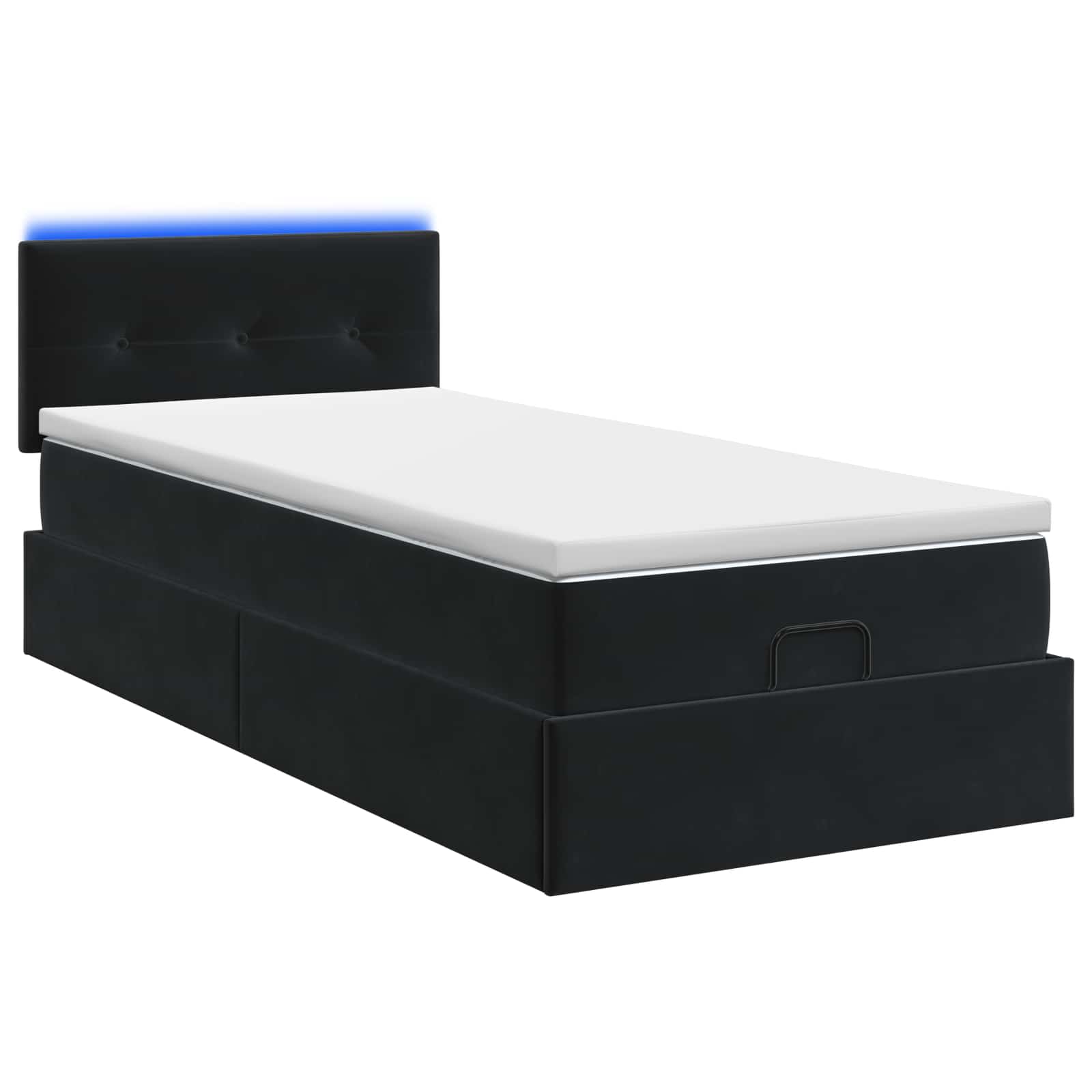 Lit coffre avec matelas et LED Noir 80 x 200 cm Velours - XIOS