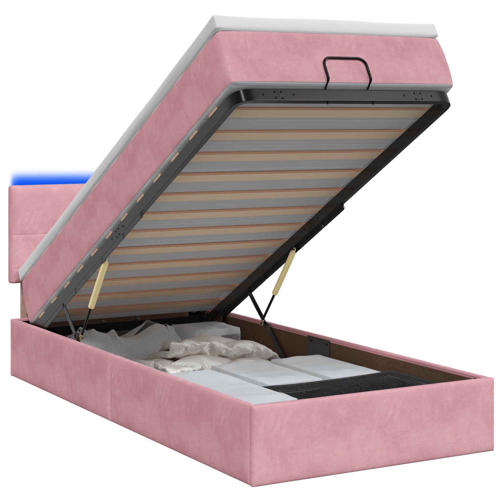 Lit coffre avec matelas et LED Rose 80 x 200 cm Velours