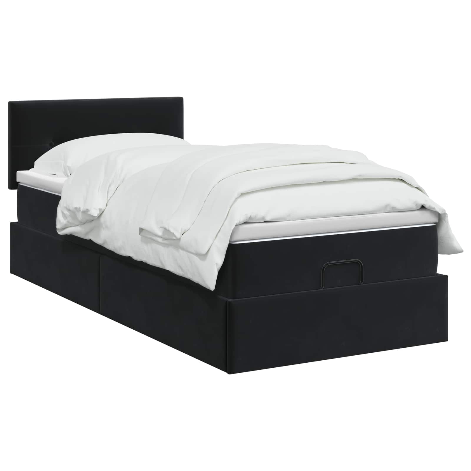 Lit coffre avec matelas et LED Noir 90 x 200 cm Velours