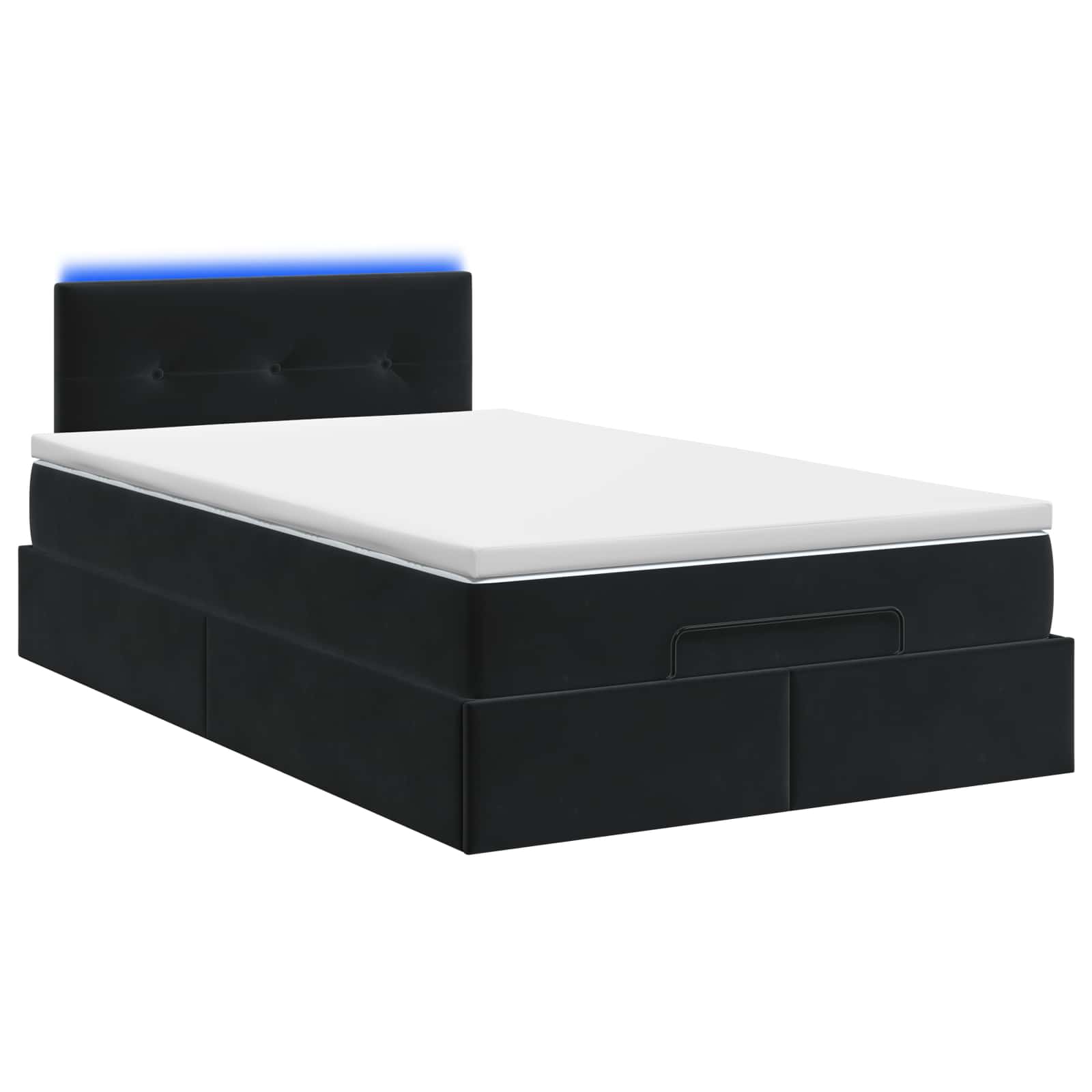 Lit coffre avec matelas et LED Noir 120 x 190 cm Velours