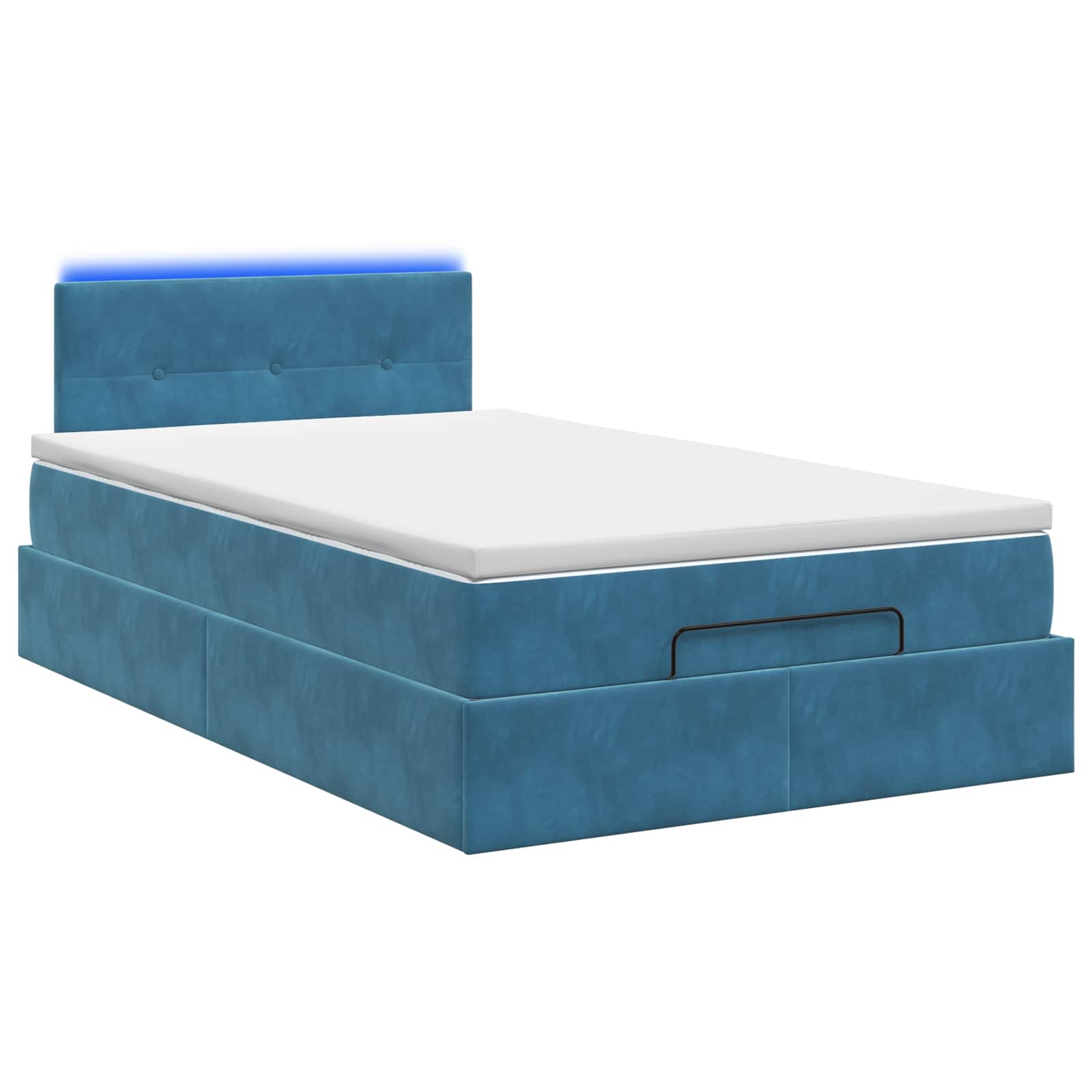 Lit coffre avec matelas et LED Bleu foncé 120 x 190 cm Velours