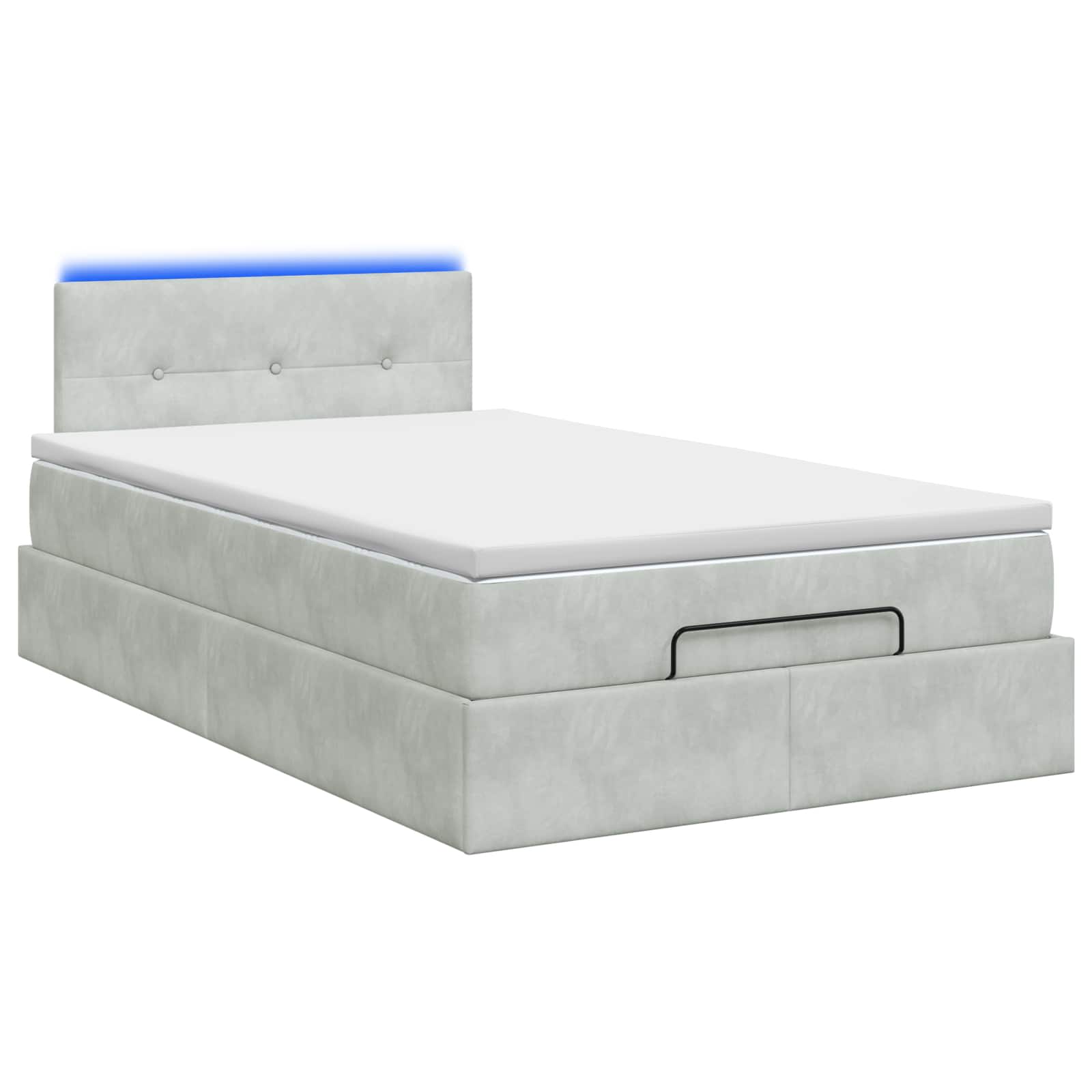 Lit coffre avec matelas et LED Gris clair 120 x 200 cm Velours - XIOS