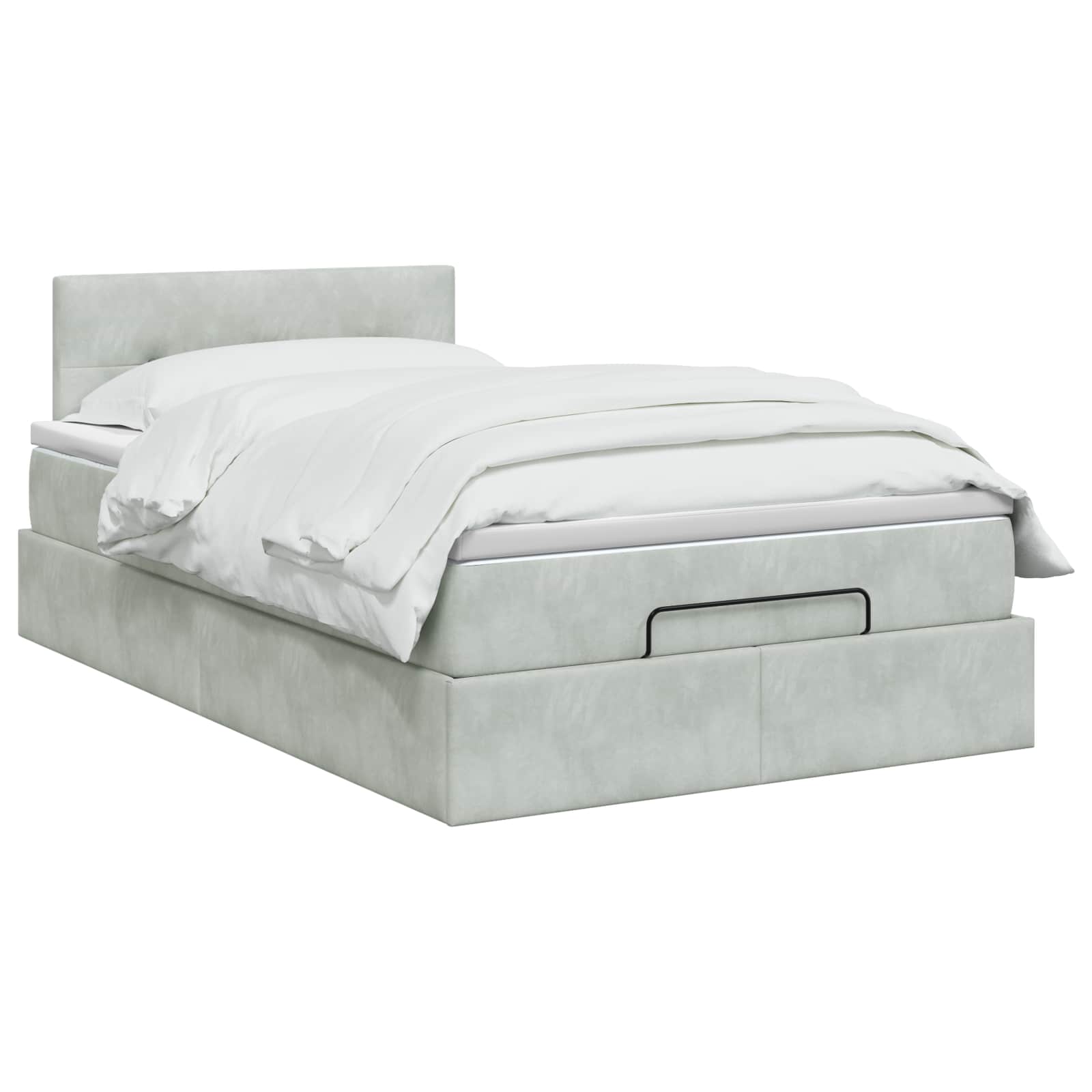Lit coffre avec matelas et LED Gris clair 120 x 200 cm Velours - XIOS