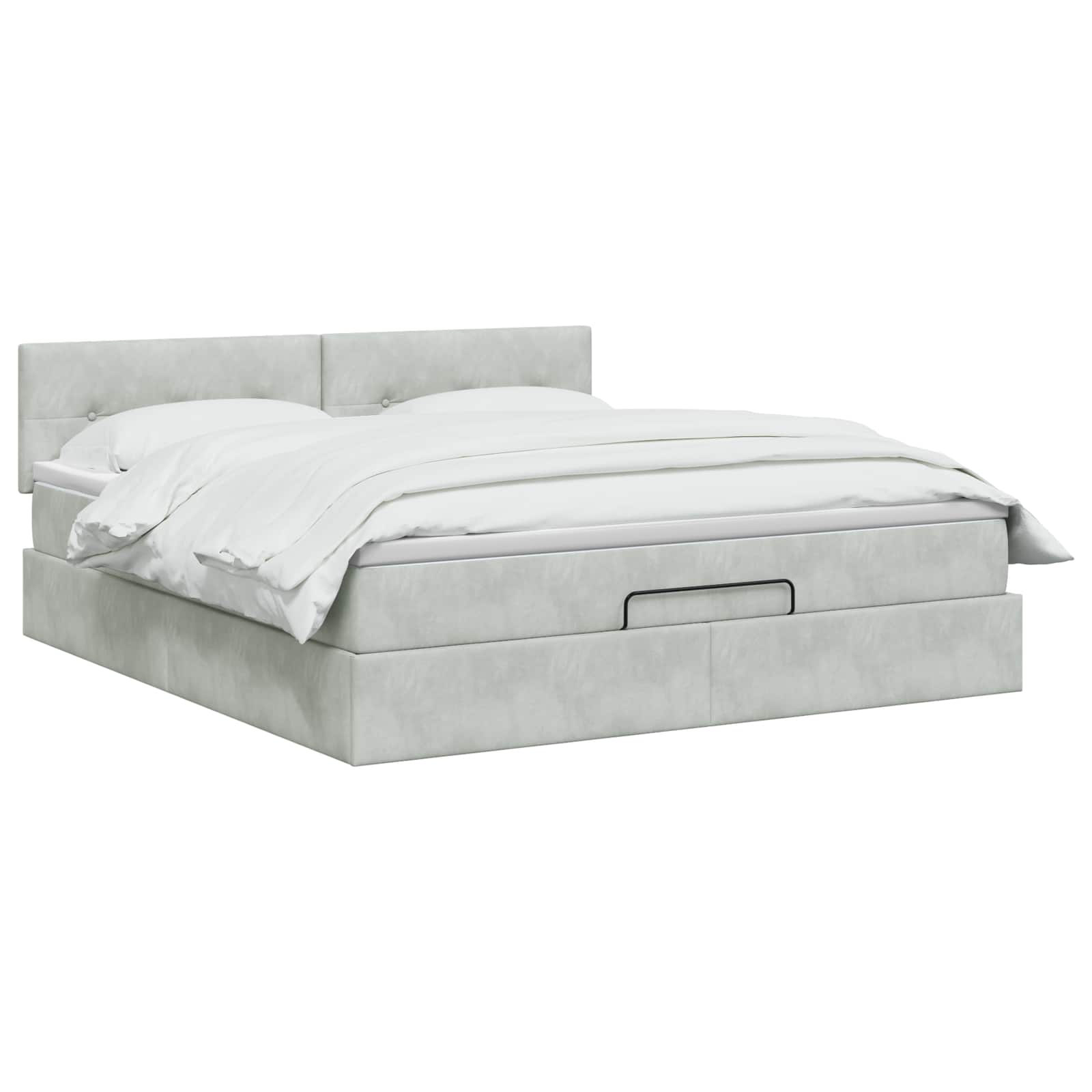 Lit coffre avec matelas et LED Gris clair 140 x 190 cm Velours