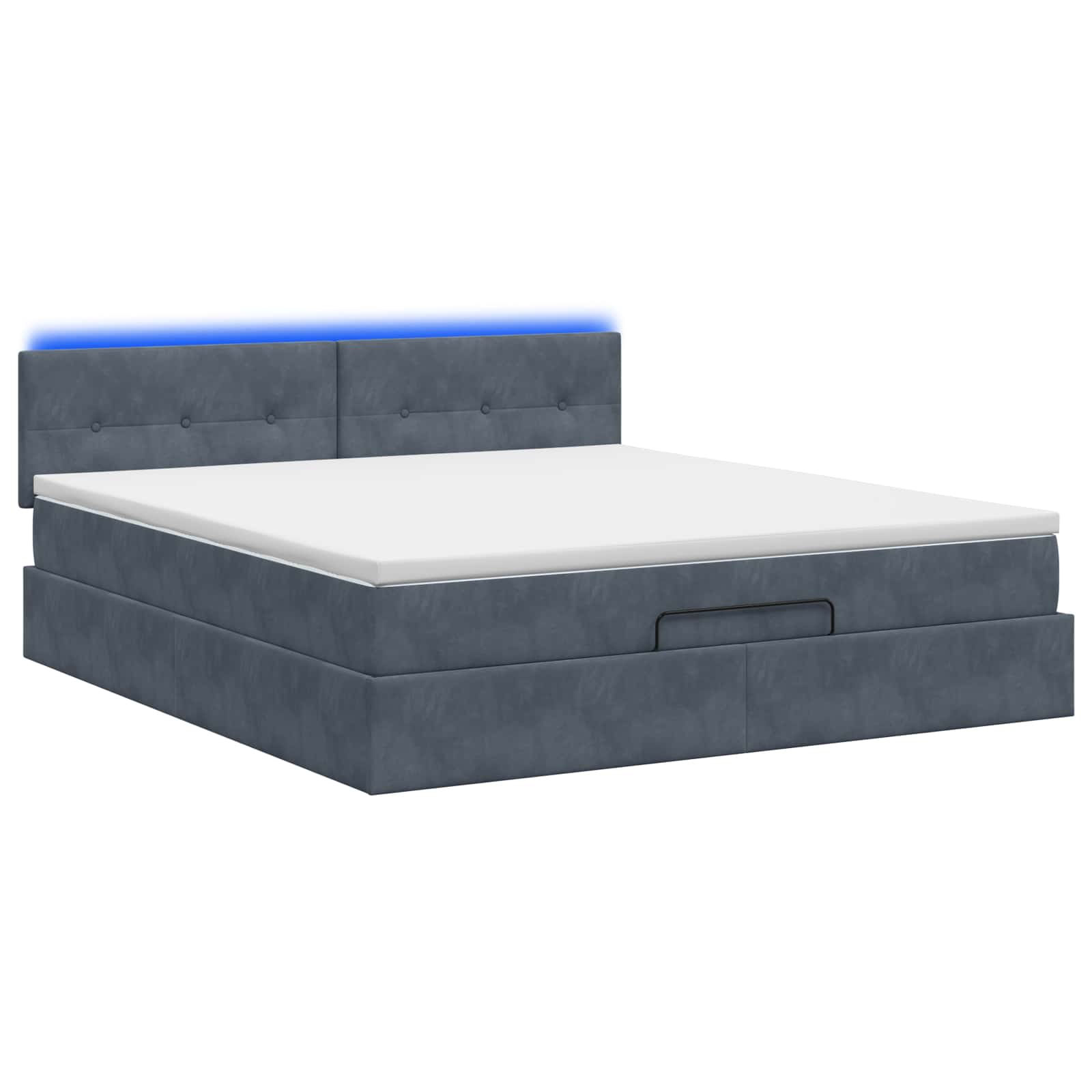 Lit coffre avec matelas et LED Gris foncé 140 x 190 cm Velours