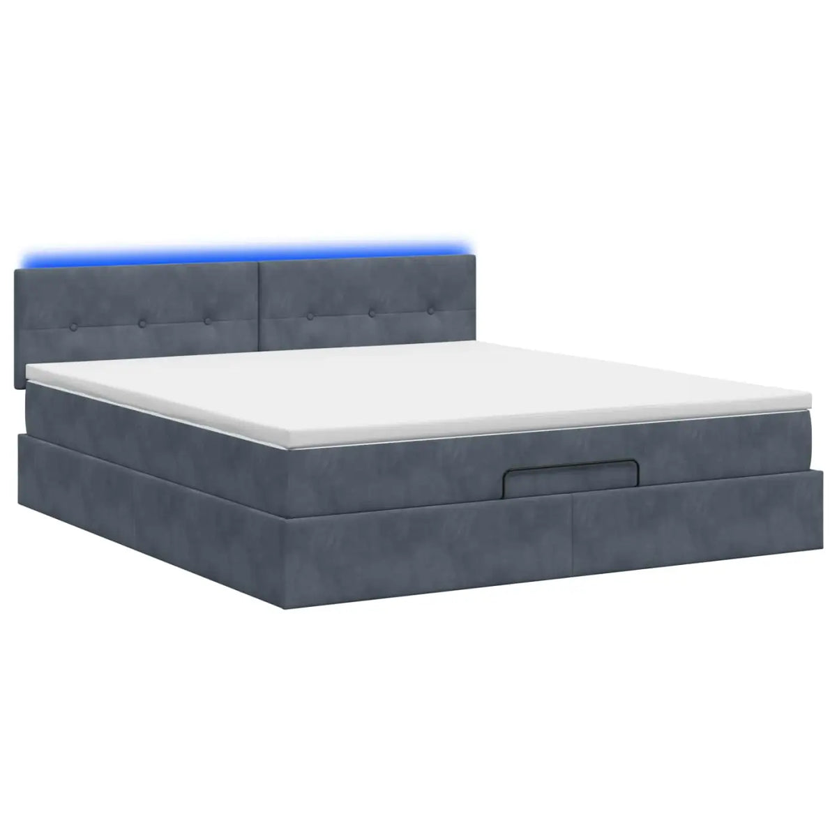 Lit coffre avec matelas et LED Gris foncé 140 x 190 cm Velours - XIOS