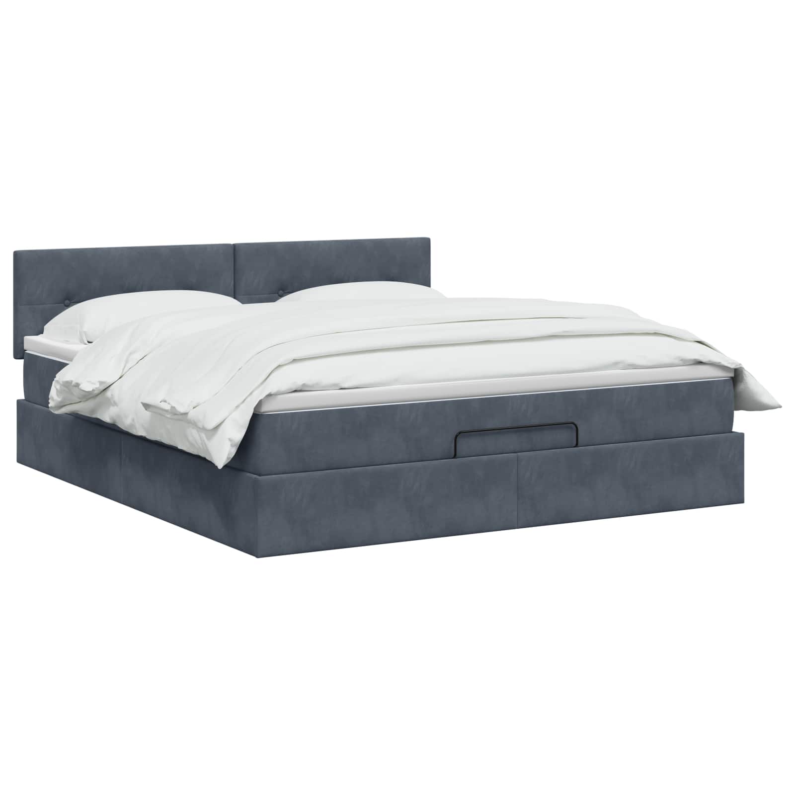 Lit coffre avec matelas et LED Gris foncé 140 x 190 cm Velours