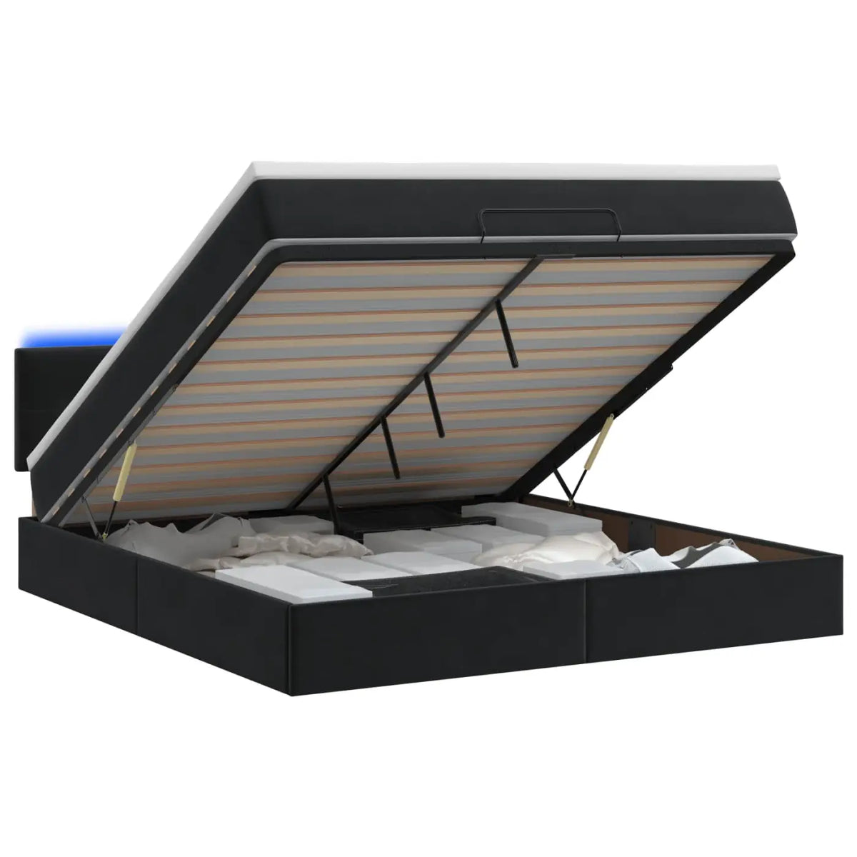 Lit coffre avec matelas et LED Noir 140 x 190 cm Velours - XIOS