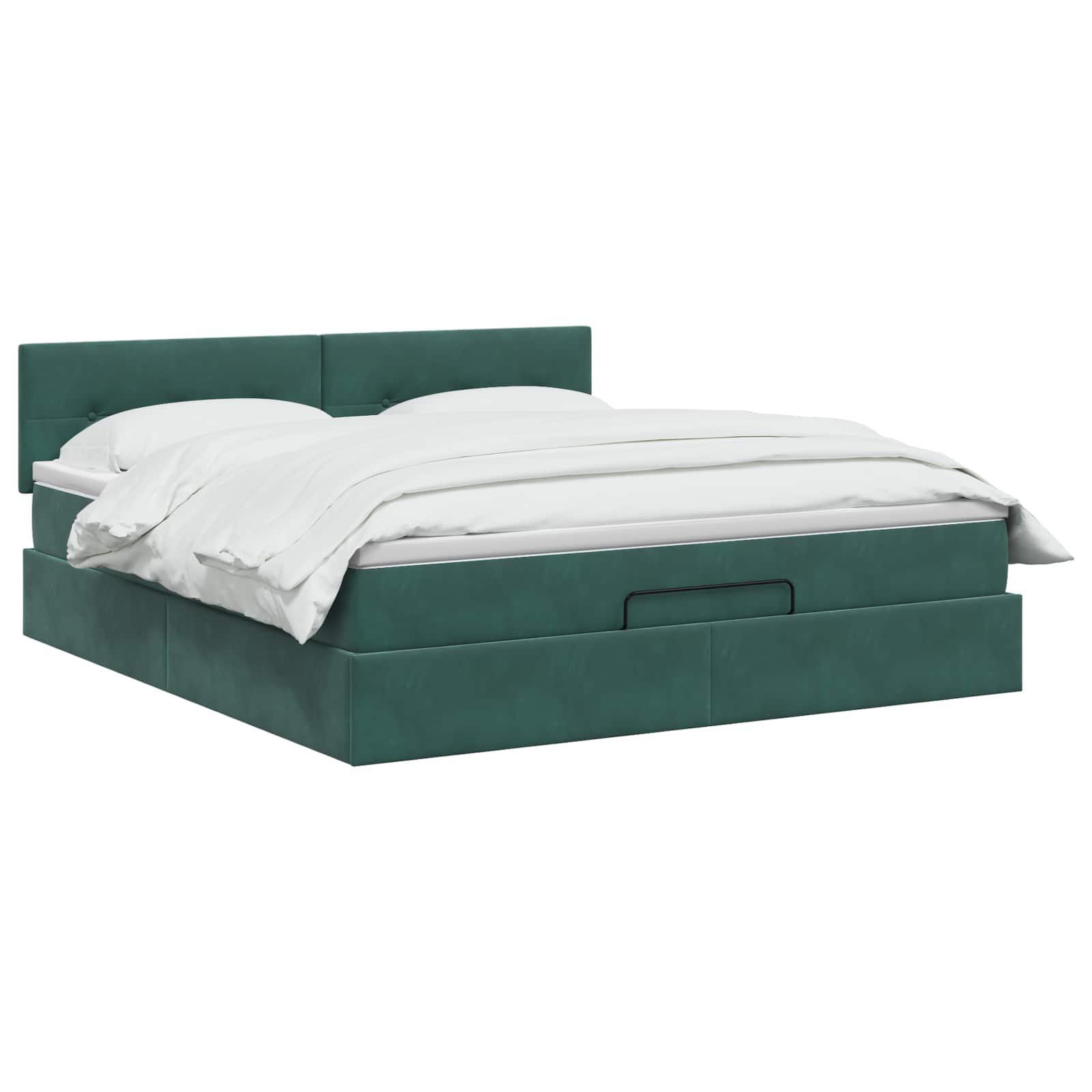 Lit coffre avec matelas et LED Vert foncé 140 x 190 cm Velours