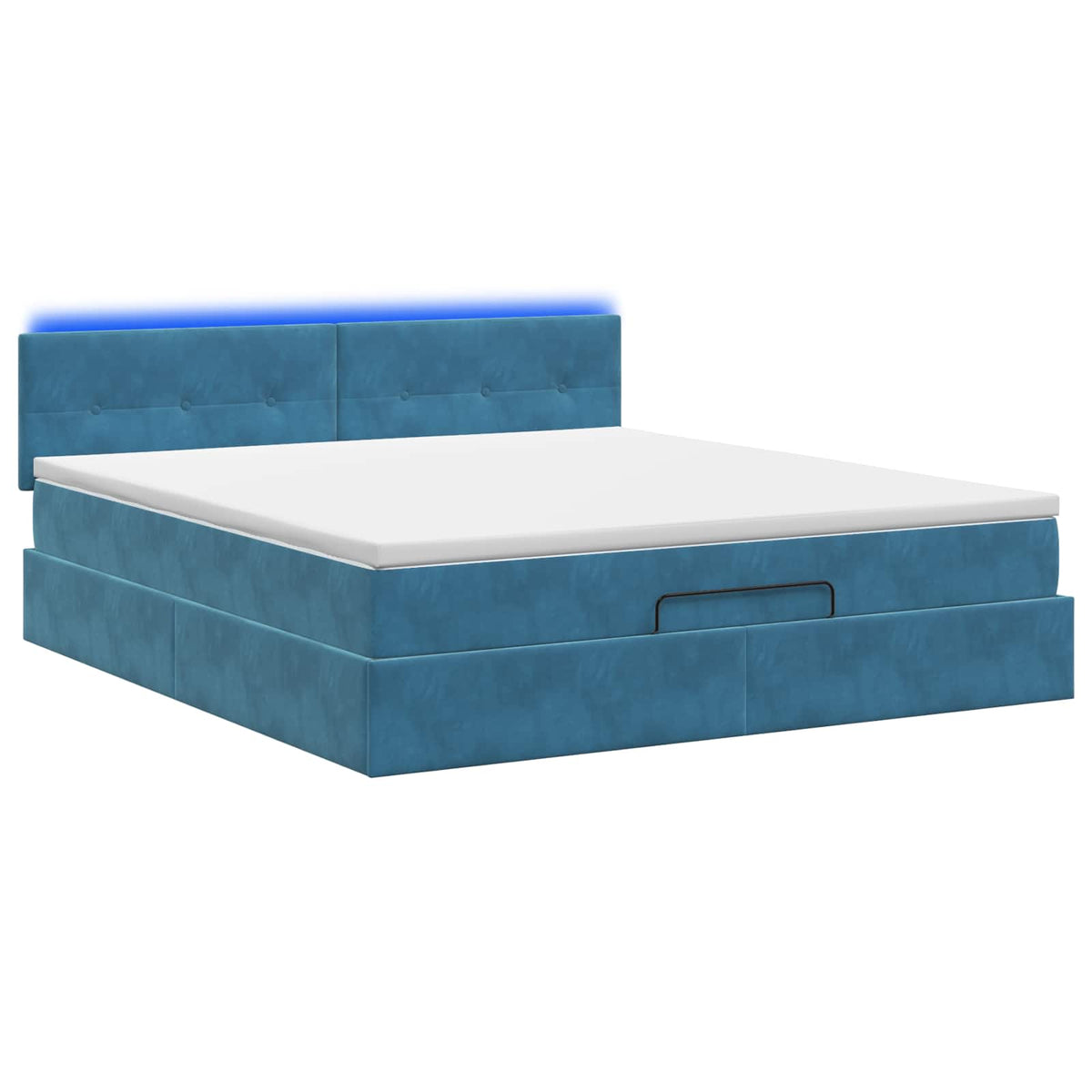 Lit coffre avec matelas et LED Bleu foncé 140 x 200 cm Velours