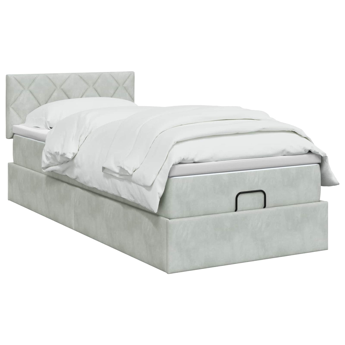 Lit coffre avec matelas et LED Gris clair 80 x 200 cm Velours