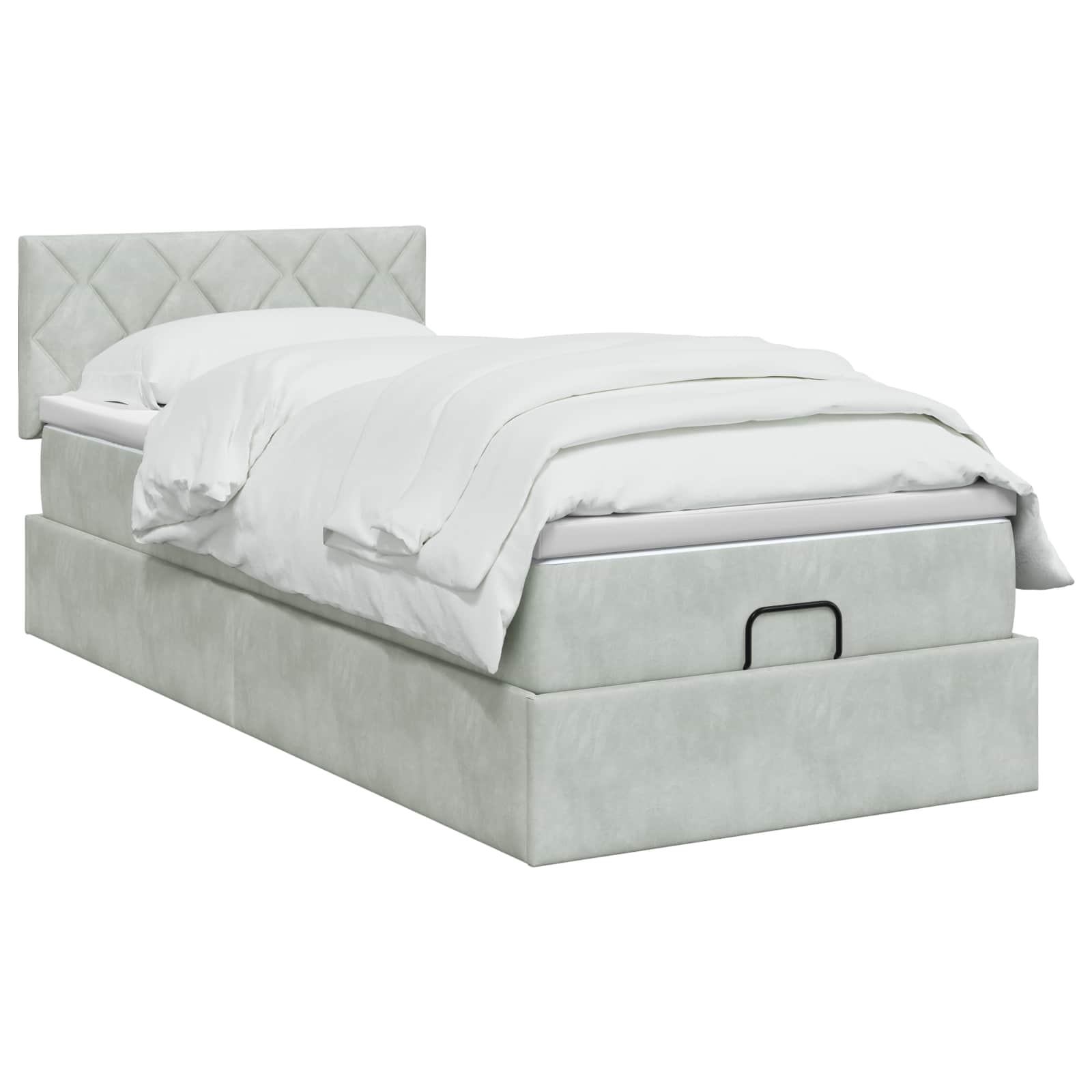 Lit coffre avec matelas et LED Gris clair 90 x 190 cm Velours - XIOS