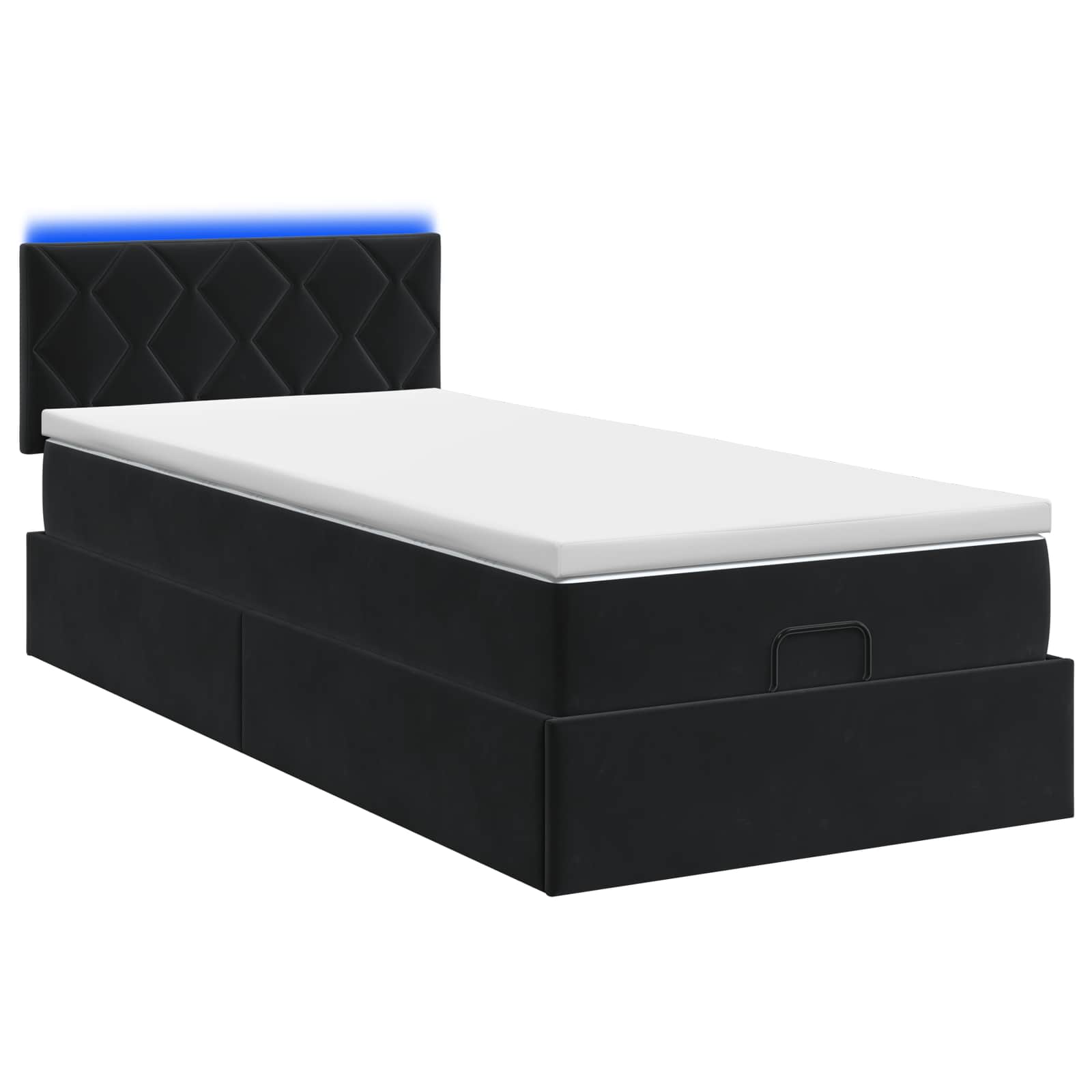 Lit coffre avec matelas et LED Noir 90 x 190 cm Velours - XIOS