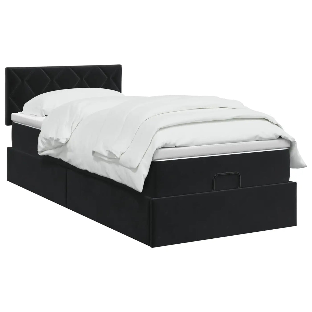 Lit coffre avec matelas et LED Noir 100 x 200 cm Velours - XIOS