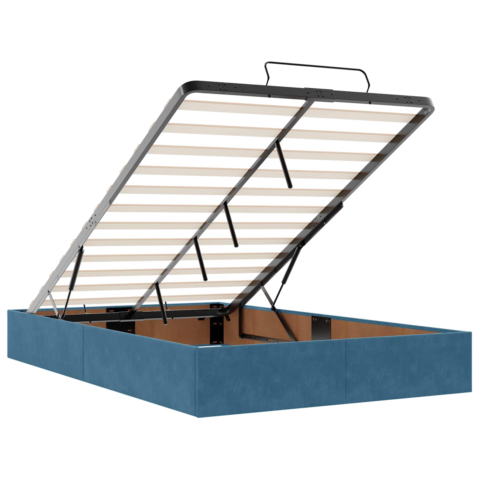 Lit coffre avec matelas et LED Bleu foncé 120 x 190 cm Velours