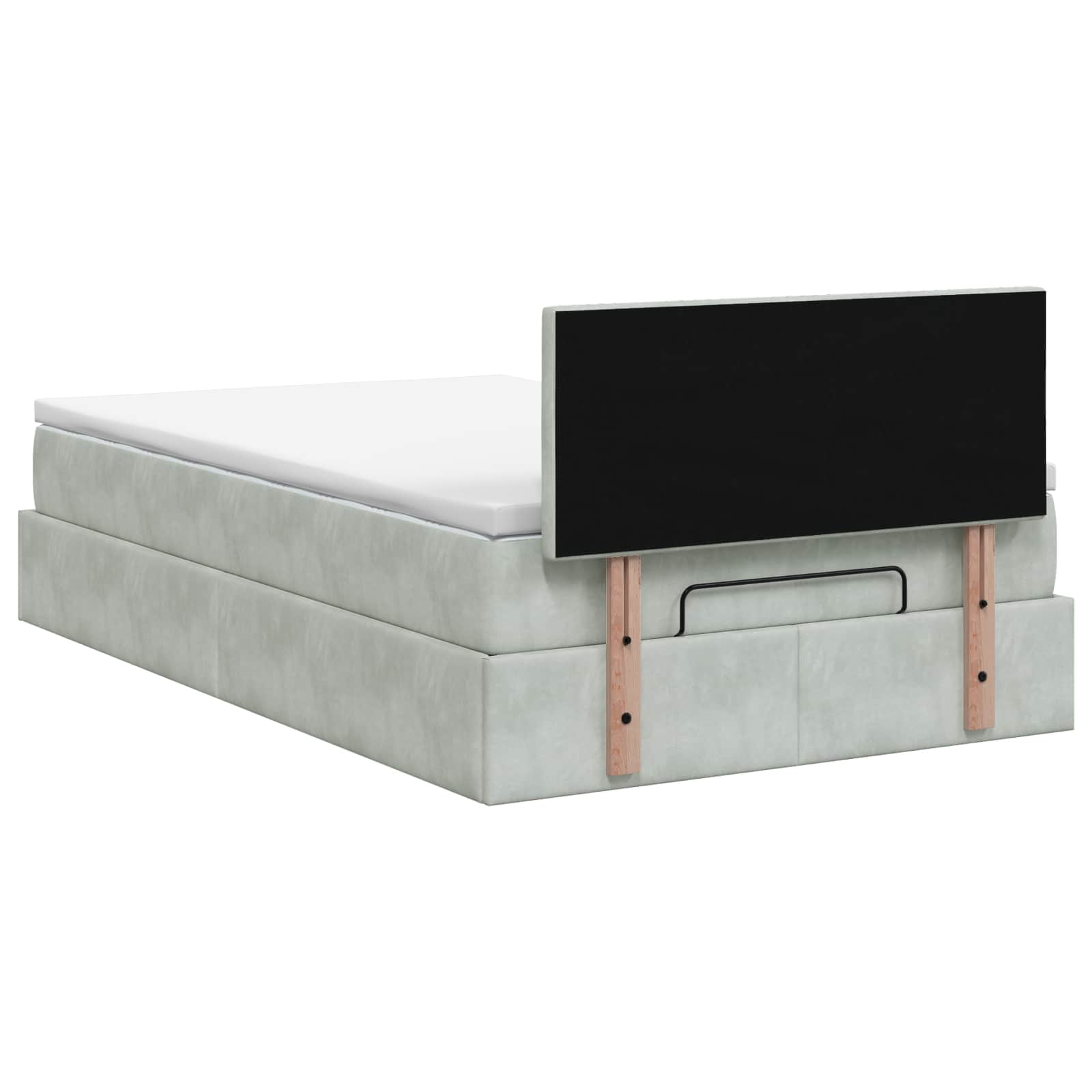 Lit coffre avec matelas et LED Gris clair 120 x 200 cm Velours - XIOS