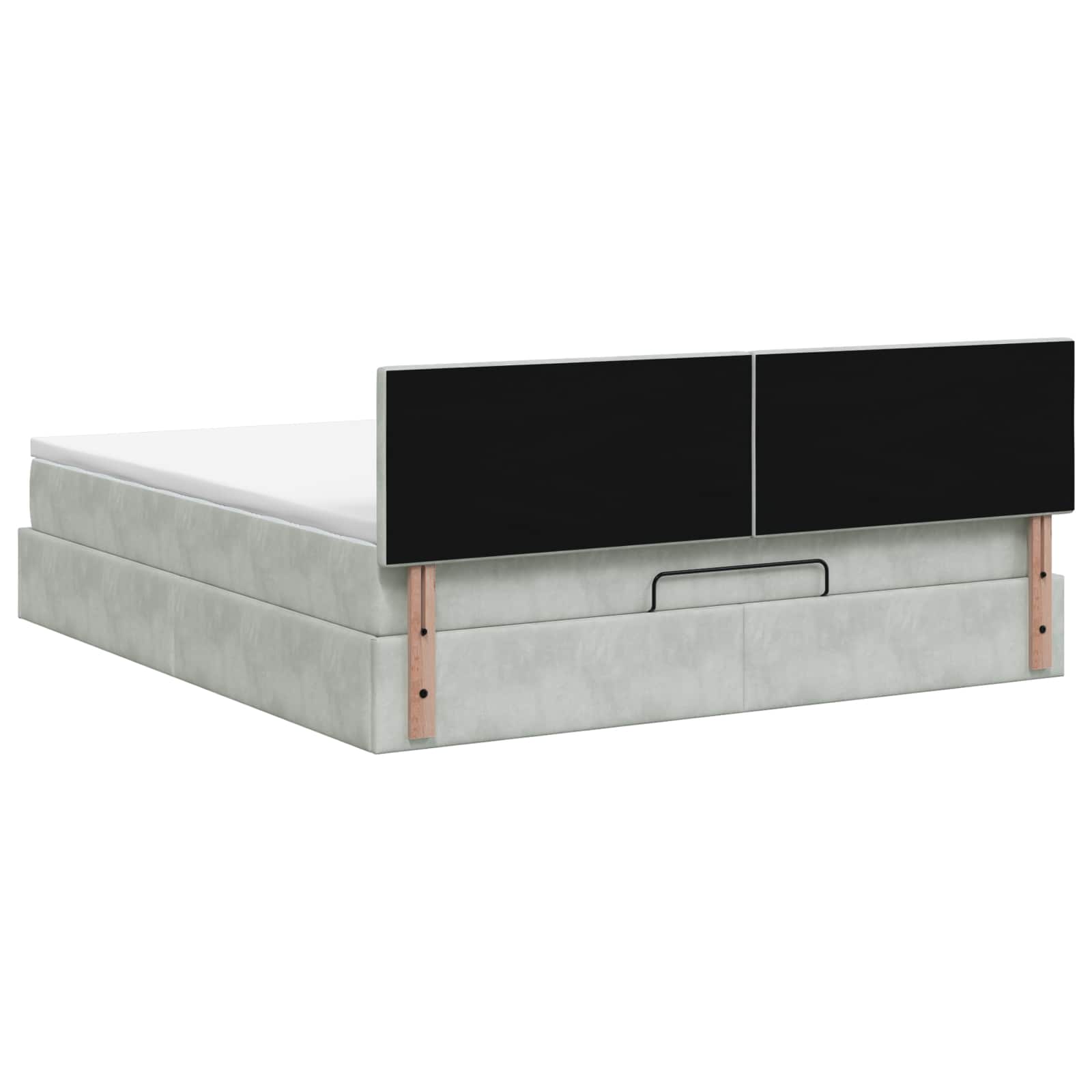 Lit coffre avec matelas et LED Gris clair 140 x 190 cm Velours