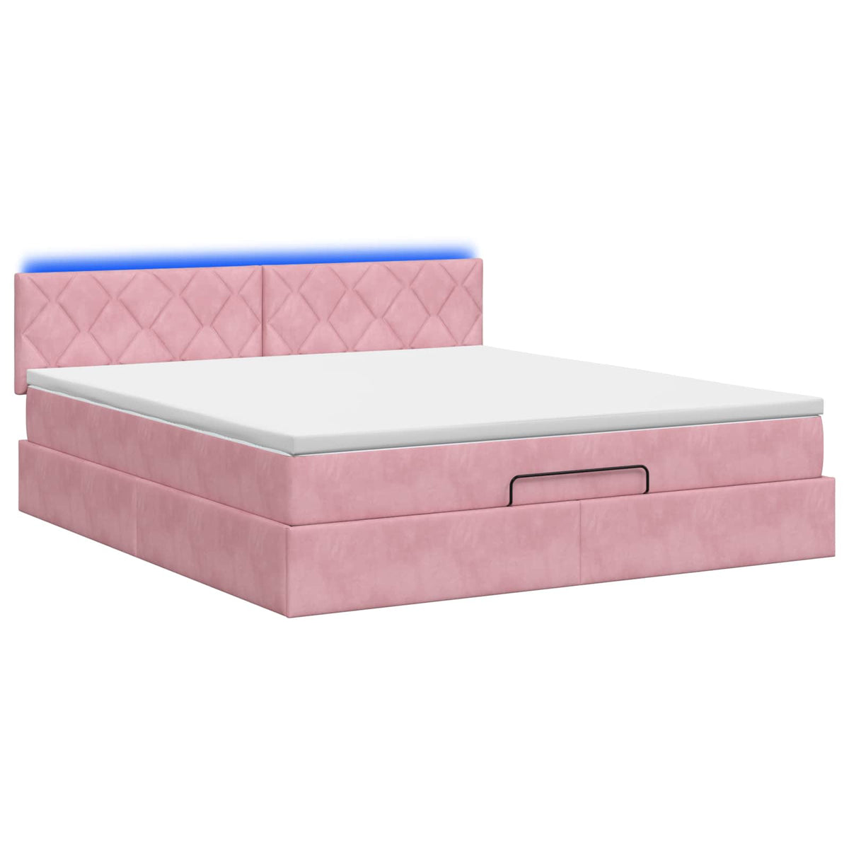 Lit coffre avec matelas et LED Rose 140 x 190 cm Velours