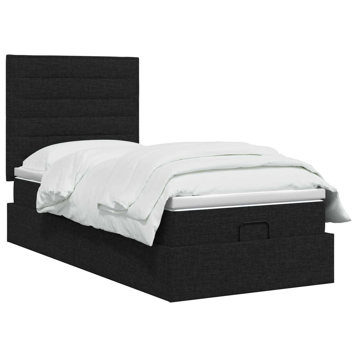 Lit ottoman avec matelas Noir 90 x 190 cm Tissu