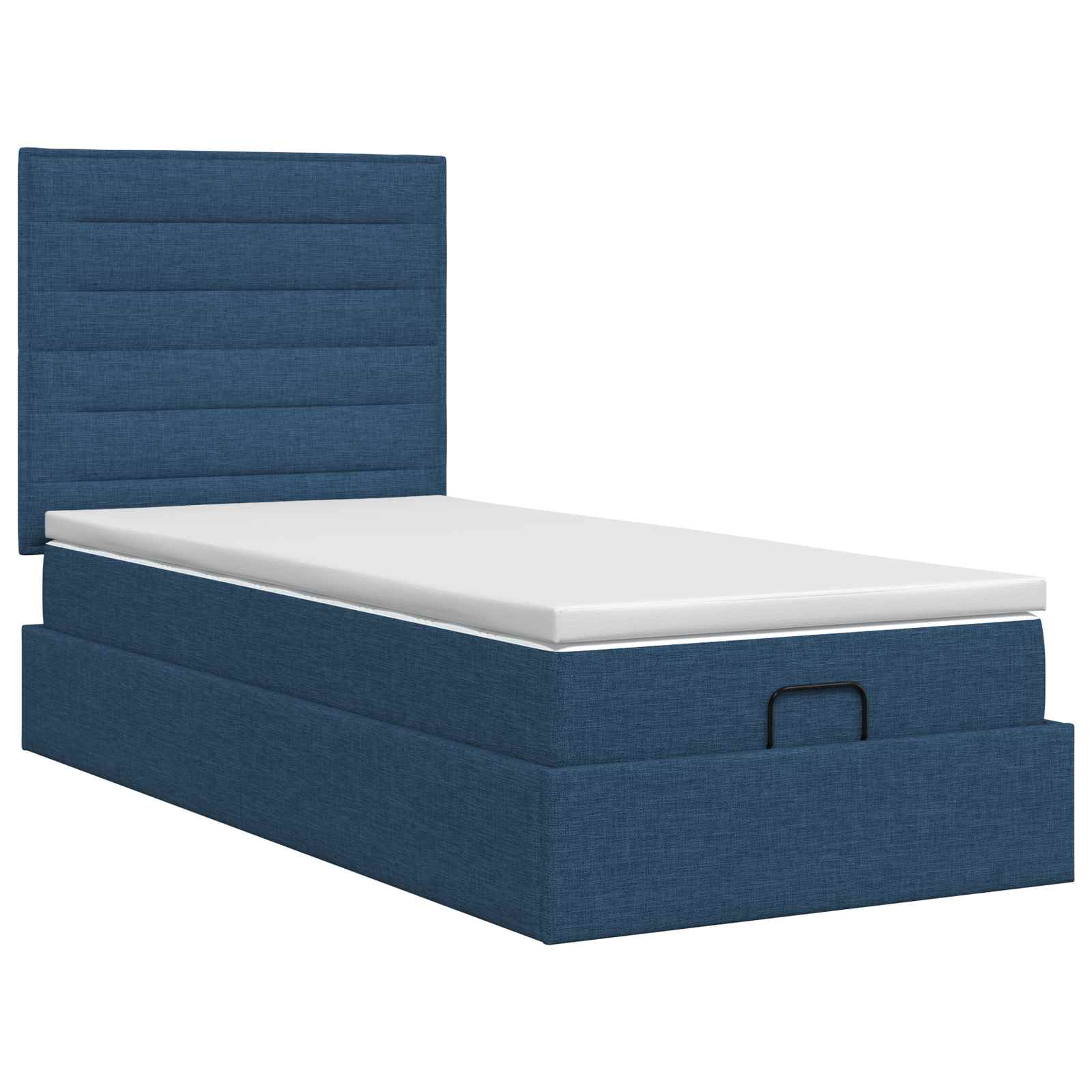 Lit ottoman avec matelas Bleu 90 x 200 cm Tissu