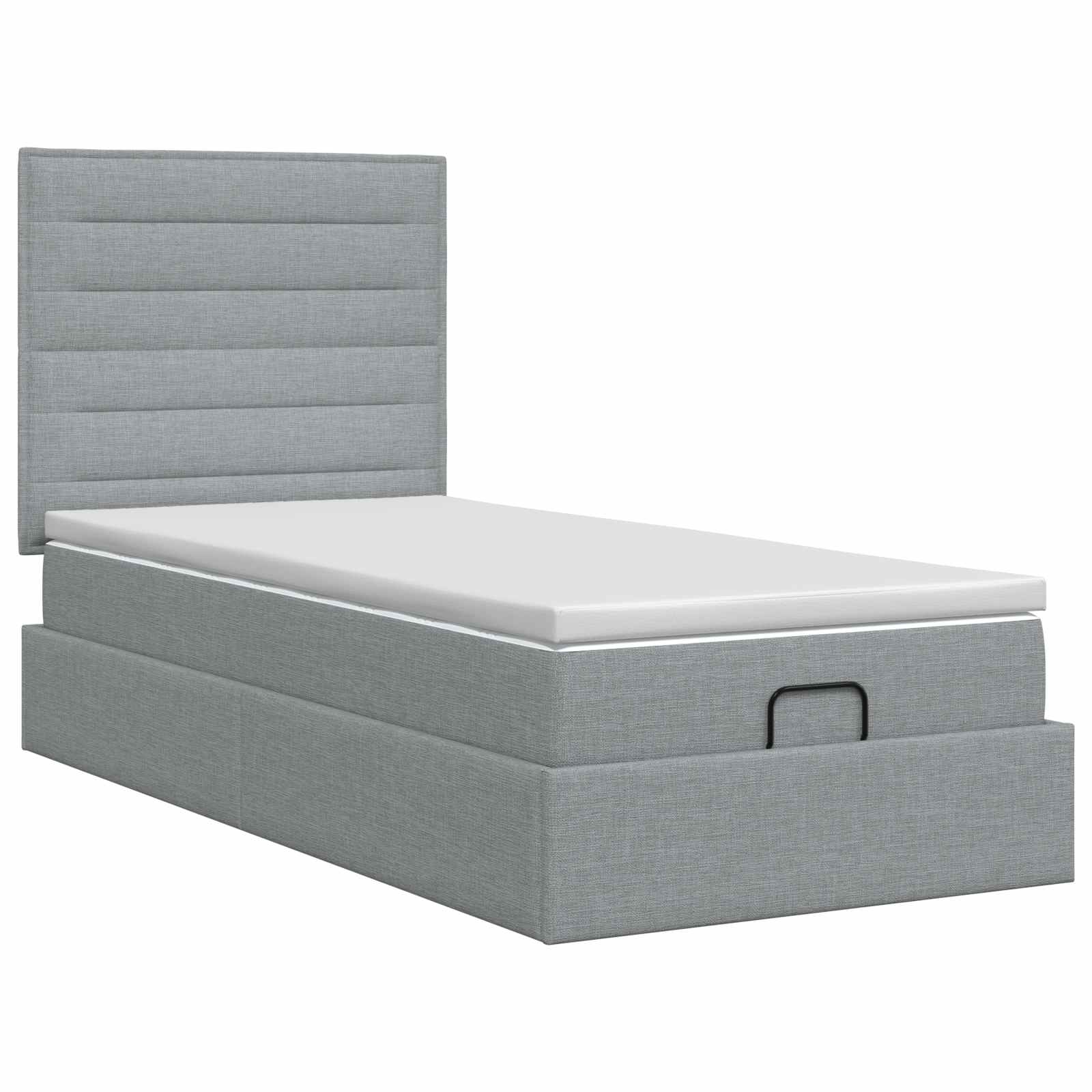 Lit ottoman avec matelas Gris clair 100 x 200 cm Tissu