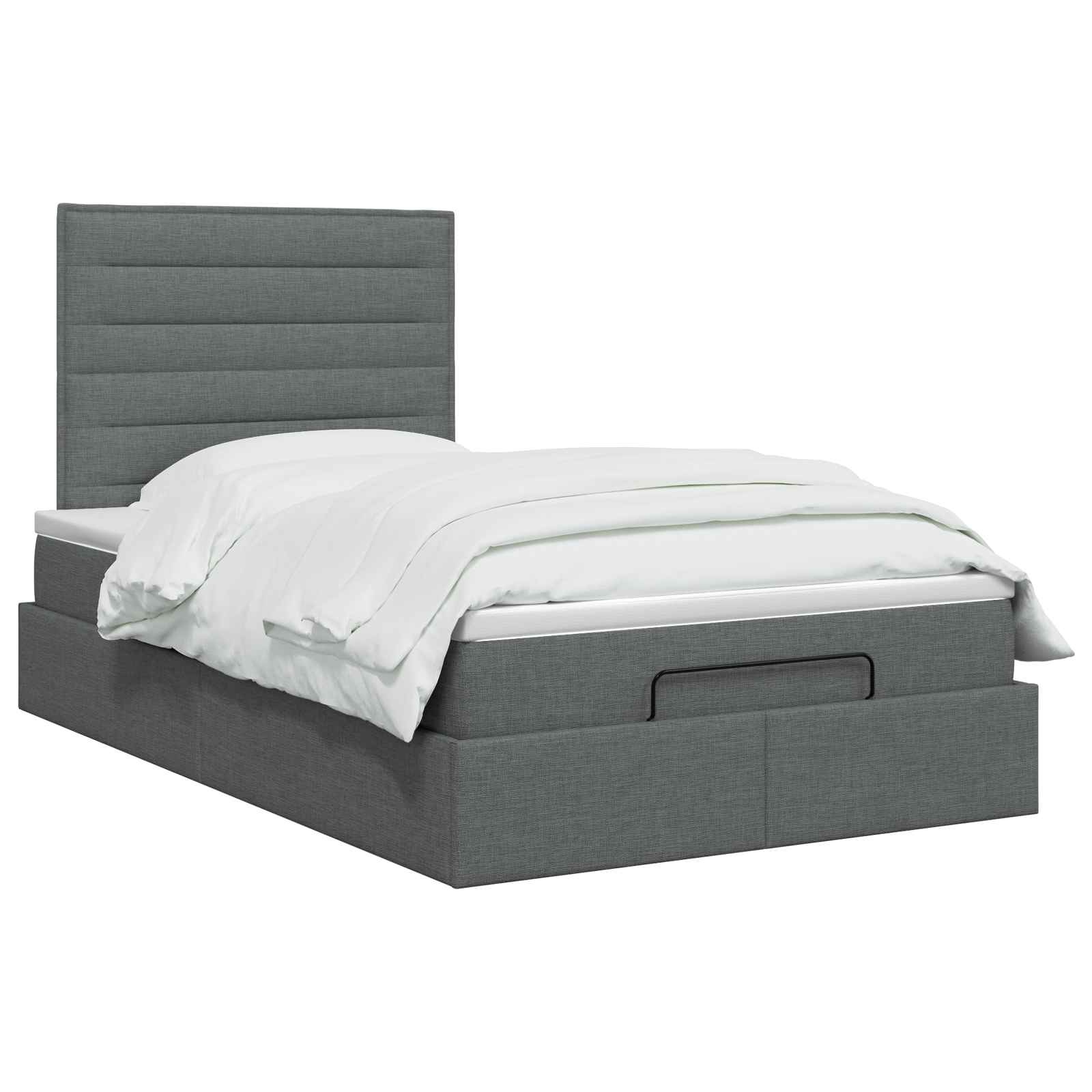 Lit ottoman avec matelas Gris foncé 120 x 190 cm Tissu