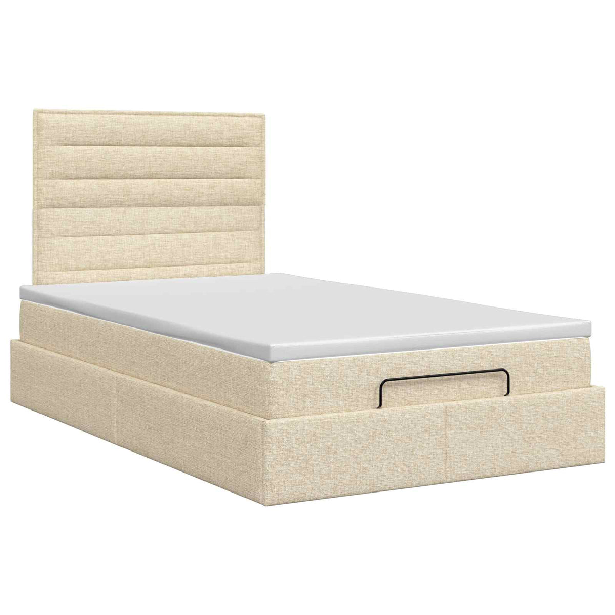 Lit ottoman avec matelas Crème 120 x 190 cm Tissu