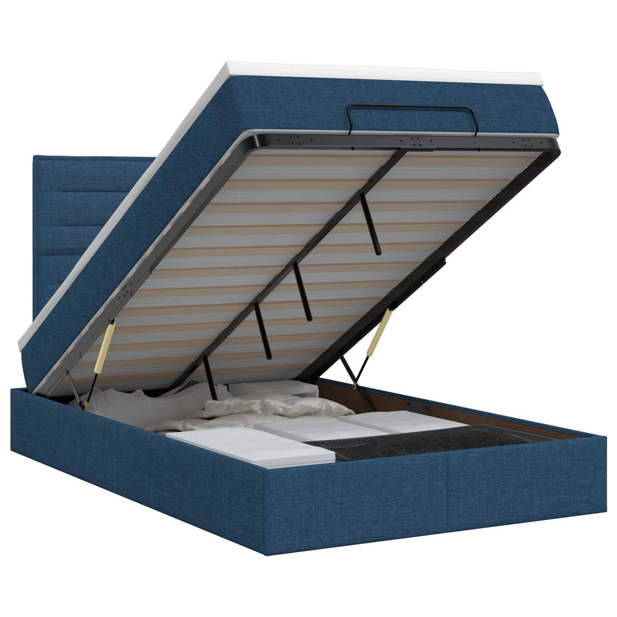 Lit ottoman avec matelas Bleu 120 x 190 cm Tissu