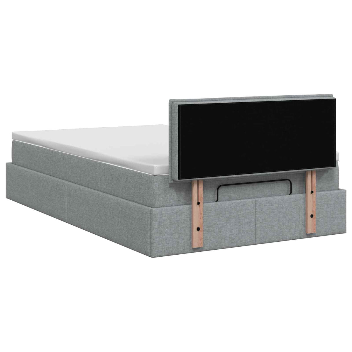 Lit ottoman avec matelas Gris clair 120 x 200 cm Tissu