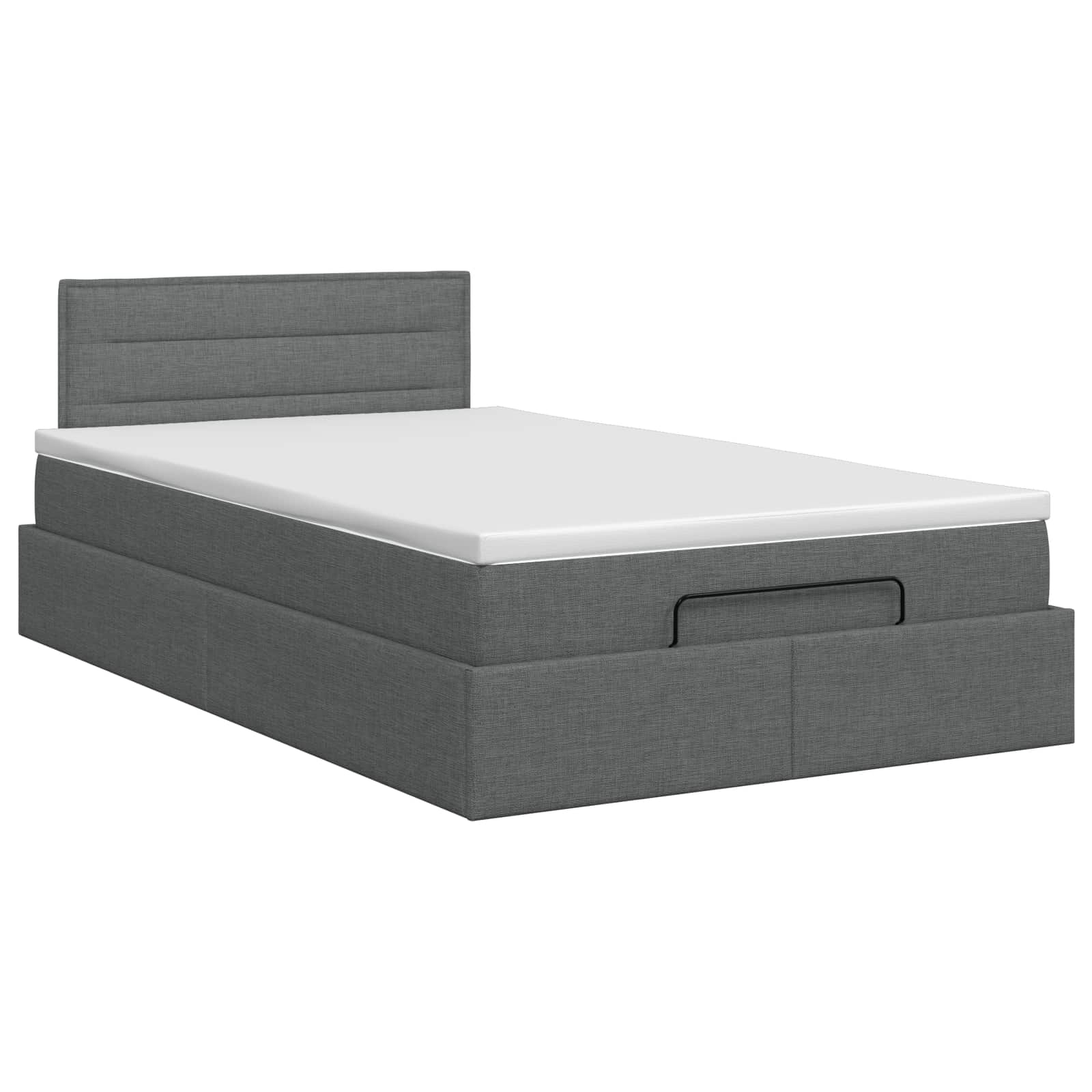 Lit ottoman avec matelas Gris foncé 120 x 200 cm Tissu