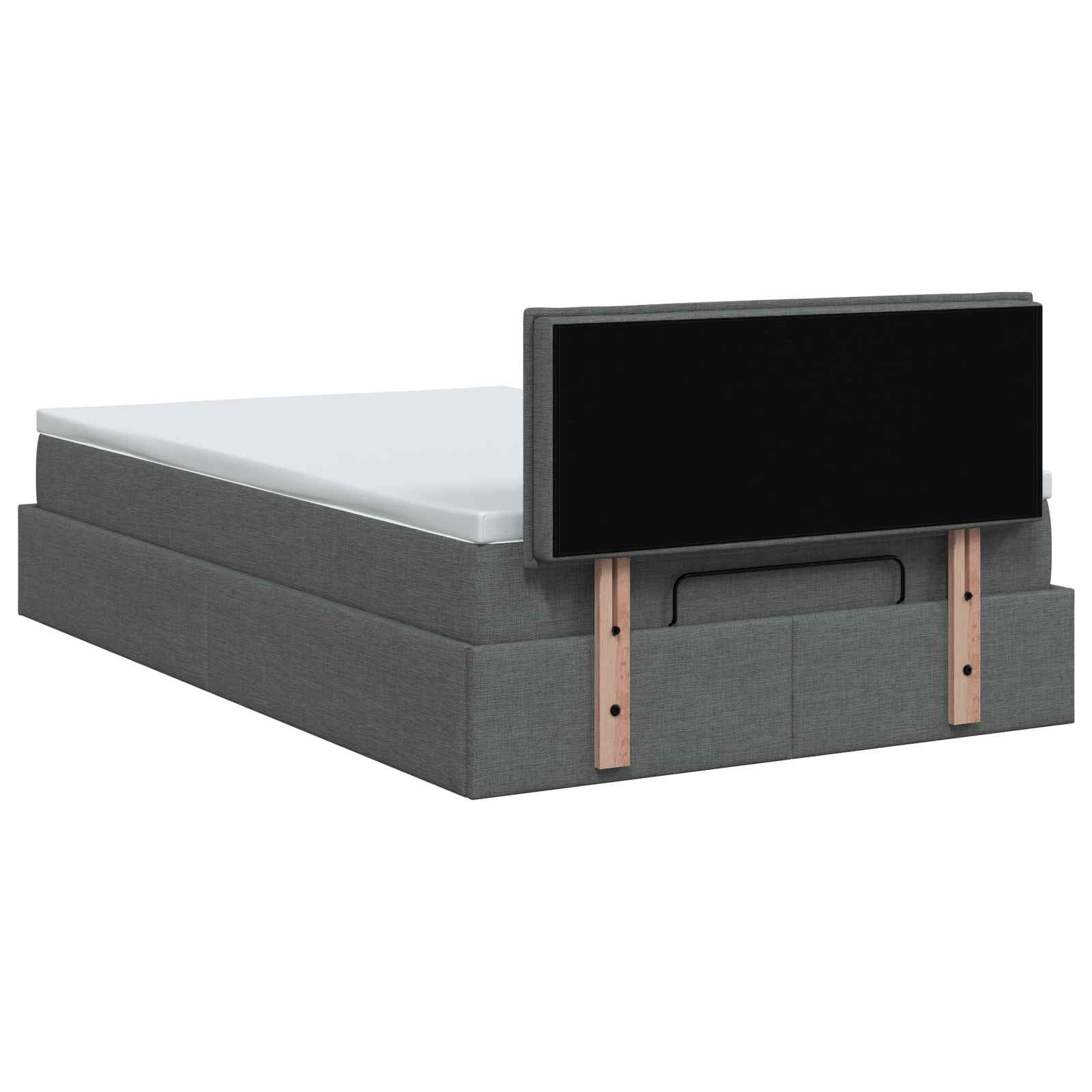 Lit ottoman avec matelas Gris foncé 120 x 200 cm Tissu