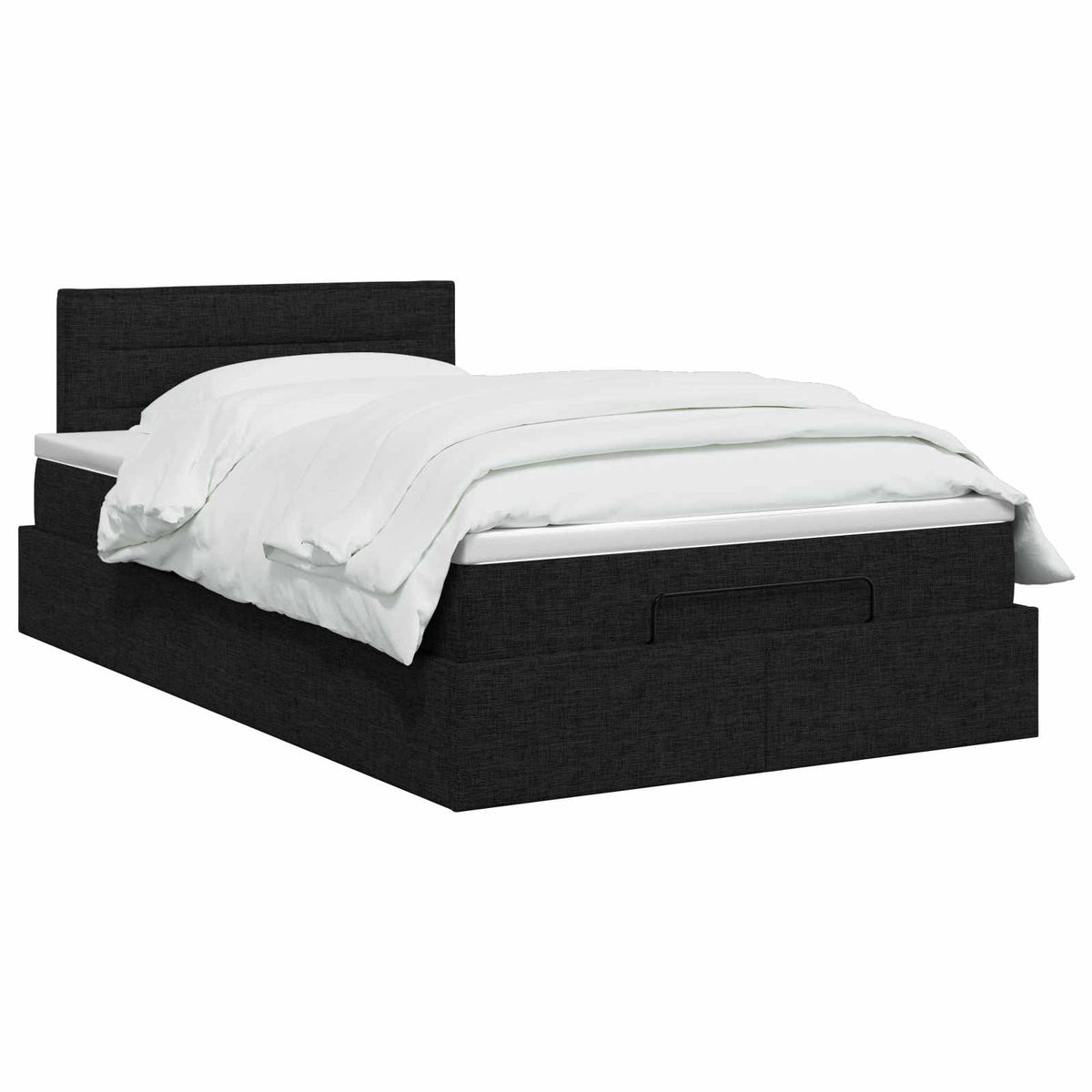 Lit ottoman avec matelas Noir 120 x 200 cm Tissu