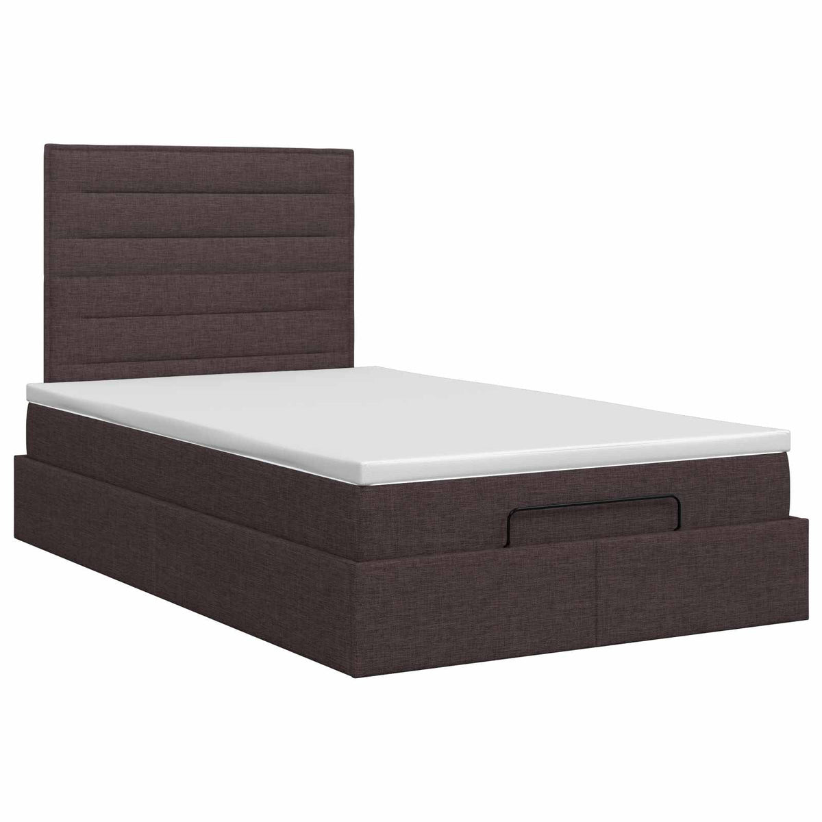 Lit ottoman avec matelas Marron foncé 120 x 200 cm Tissu