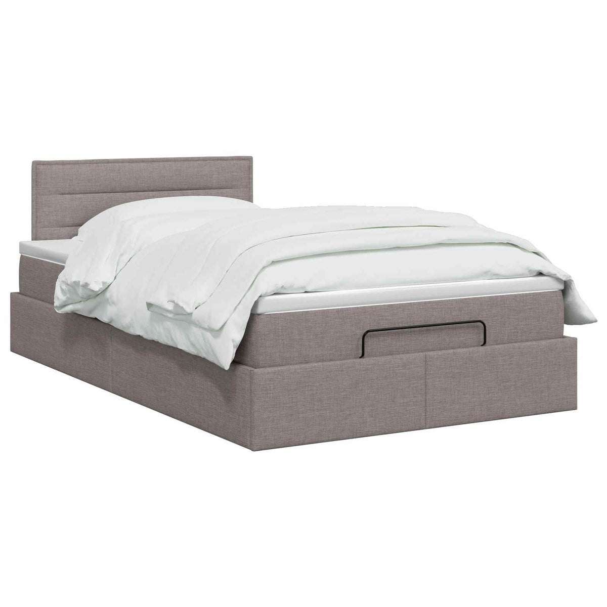 Lit ottoman avec matelas Taupe 120 x 200 cm Tissu