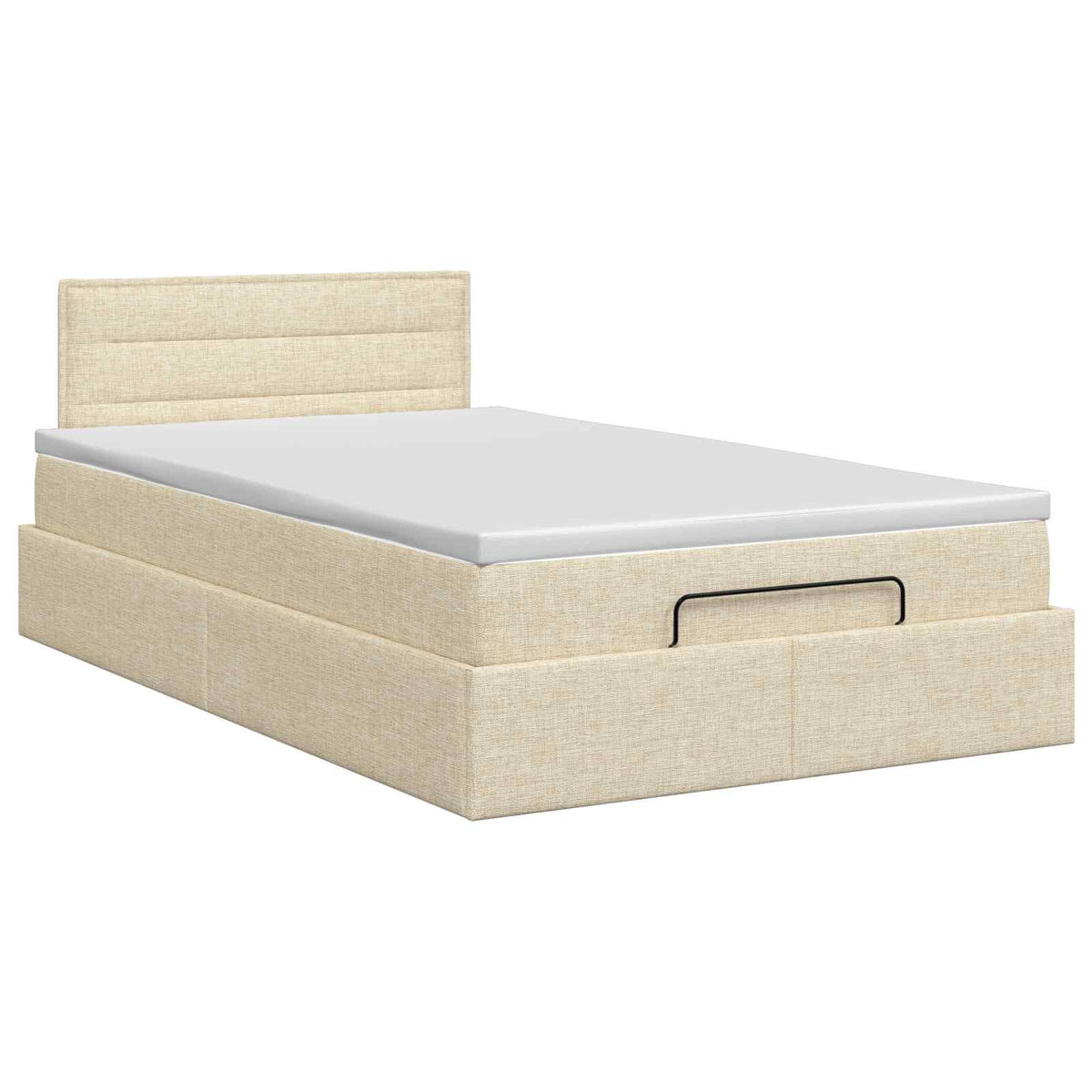 Lit ottoman avec matelas Crème 120 x 200 cm Tissu