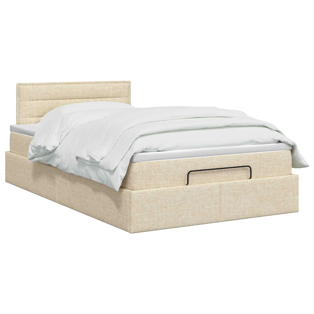 Lit ottoman avec matelas Crème 120 x 200 cm Tissu