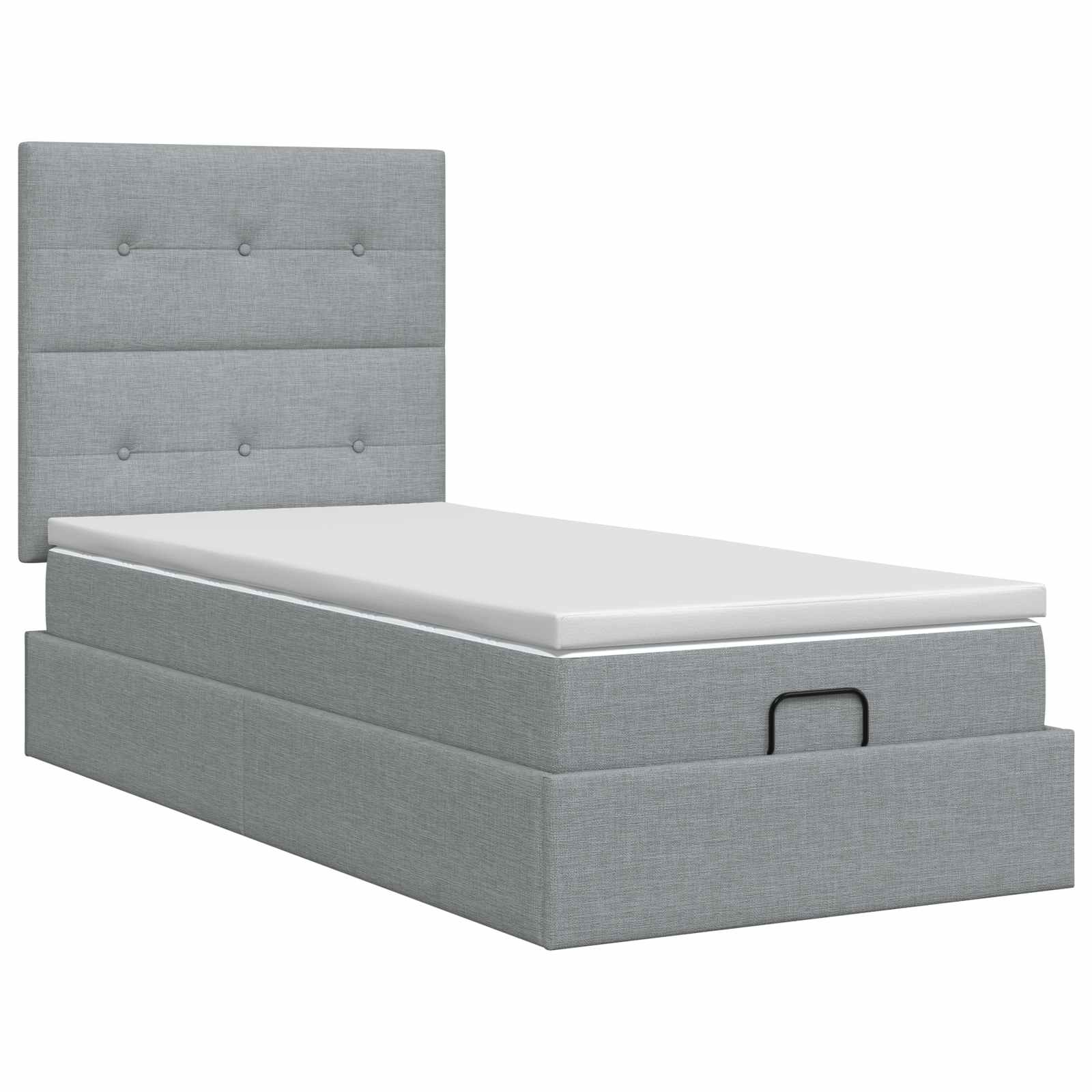 Lit ottoman avec matelas Gris clair 80 x 200 cm Tissu - XIOS