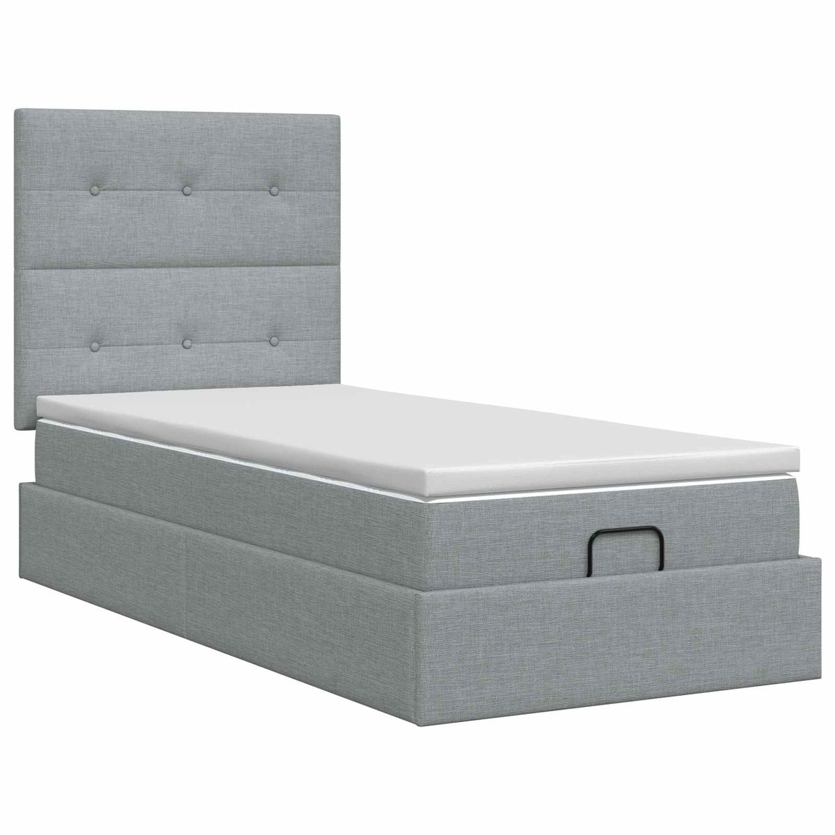 Lit ottoman avec matelas Gris clair 80 x 200 cm Tissu