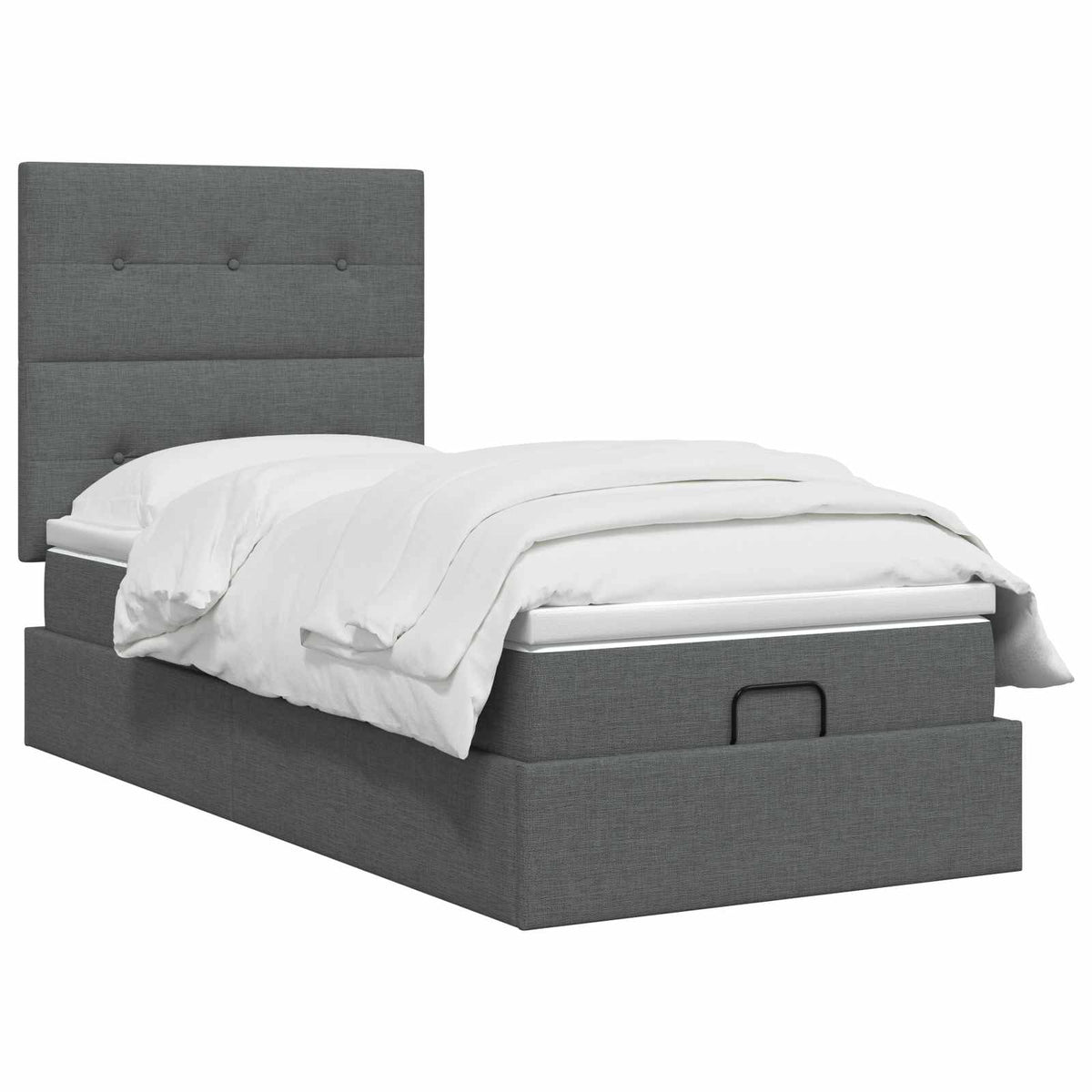 Lit ottoman avec matelas Gris foncé 80 x 200 cm Tissu