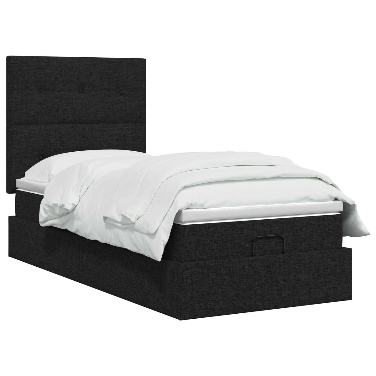 Lit ottoman avec matelas Noir 80 x 200 cm Tissu