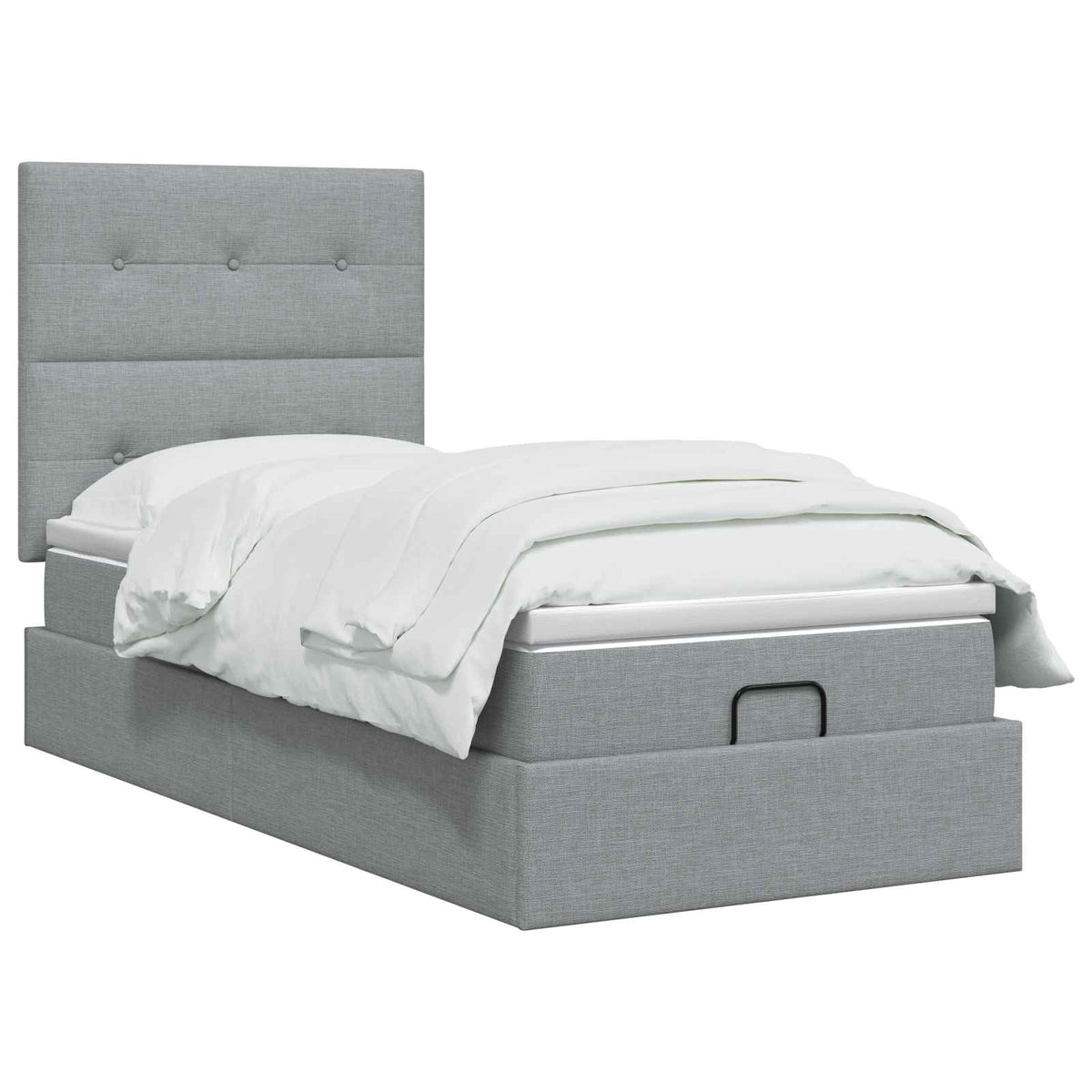 Lit ottoman avec matelas Gris clair 90 x 190 cm Tissu