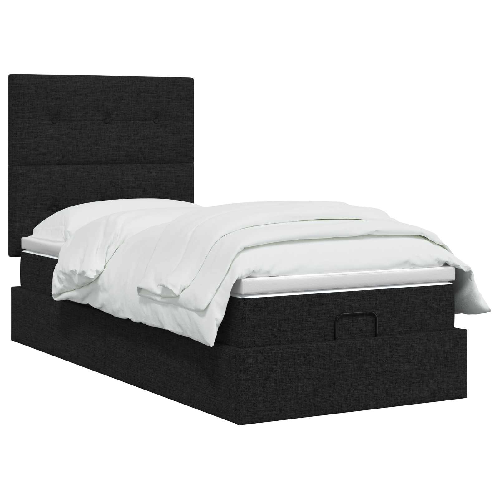 Lit ottoman avec matelas Noir 90 x 190 cm Tissu - XIOS